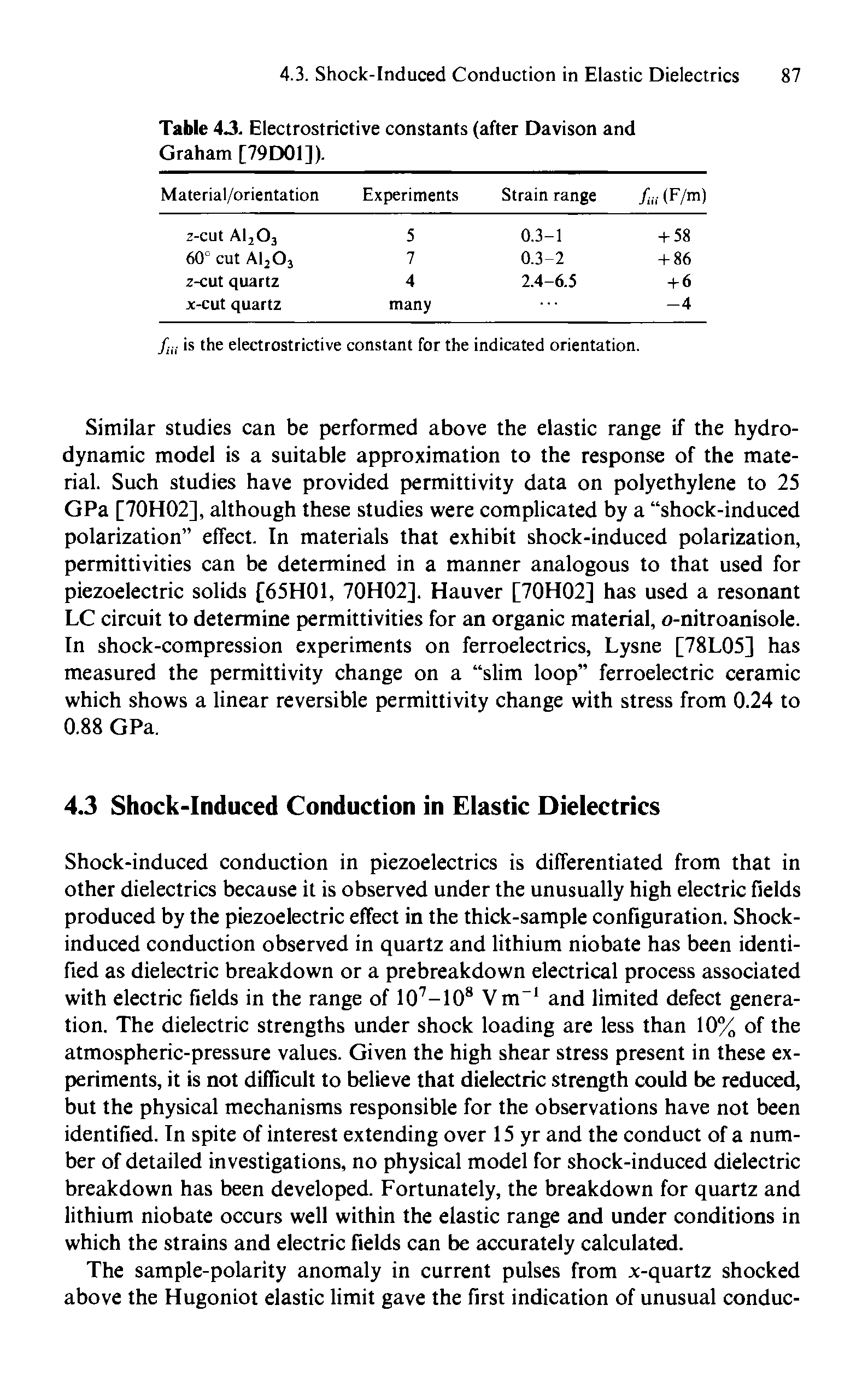Table 4J. Electrostrictive constants (after Davison and Graham [79D01]).