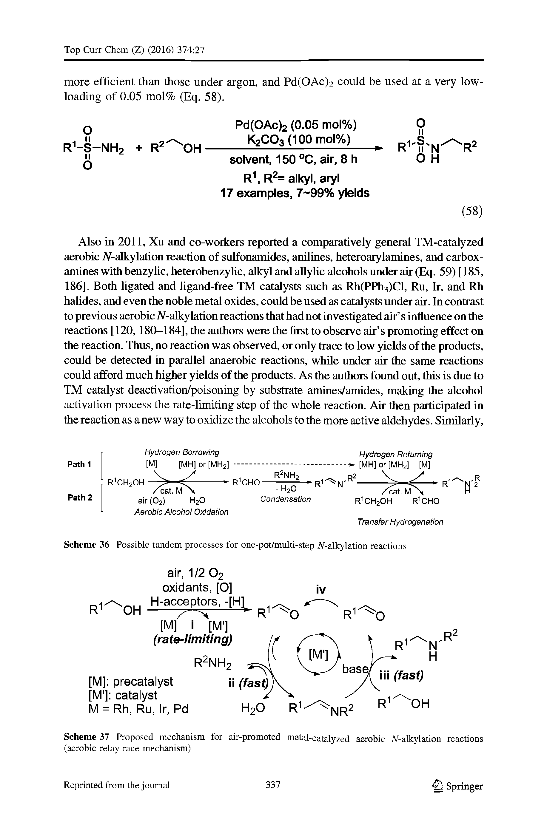 Scheme 37 Proposed mechanism for air-promoted metal-catalyzed aerobic iV-alkylation reactions (aerobic relay race mechanism)...