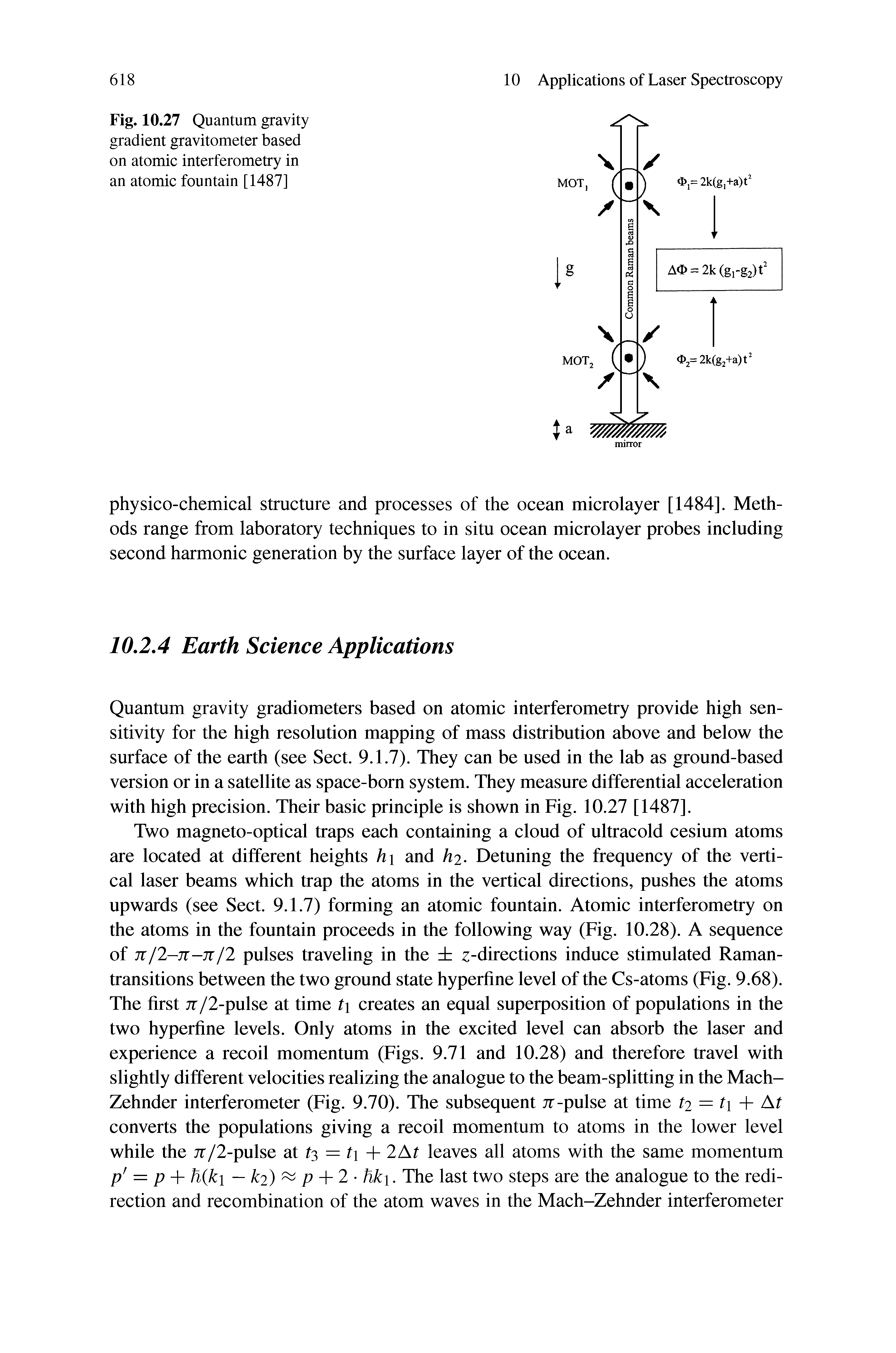 Fig. 10.27 Quantum gravity gradient gravitometer based on atomic interferometry in an atomic fountain [1487]...