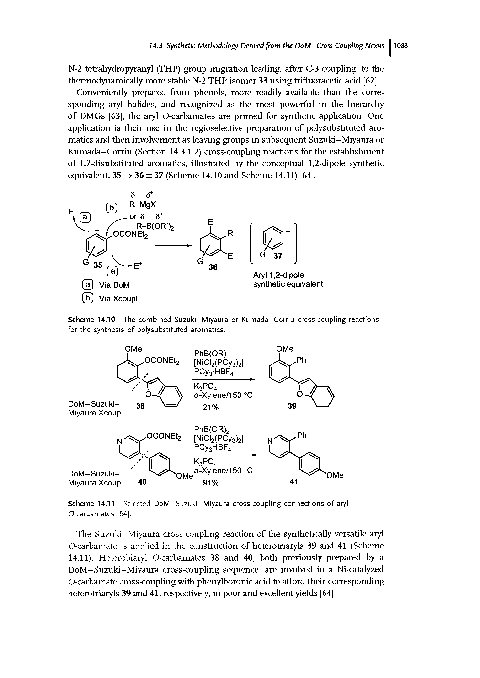 Scheme 14.10 The combined Suzuki-Miyaura or Kumada-Corriu cross-coupling reactions for the synthesis of polysubstituted aromatics.