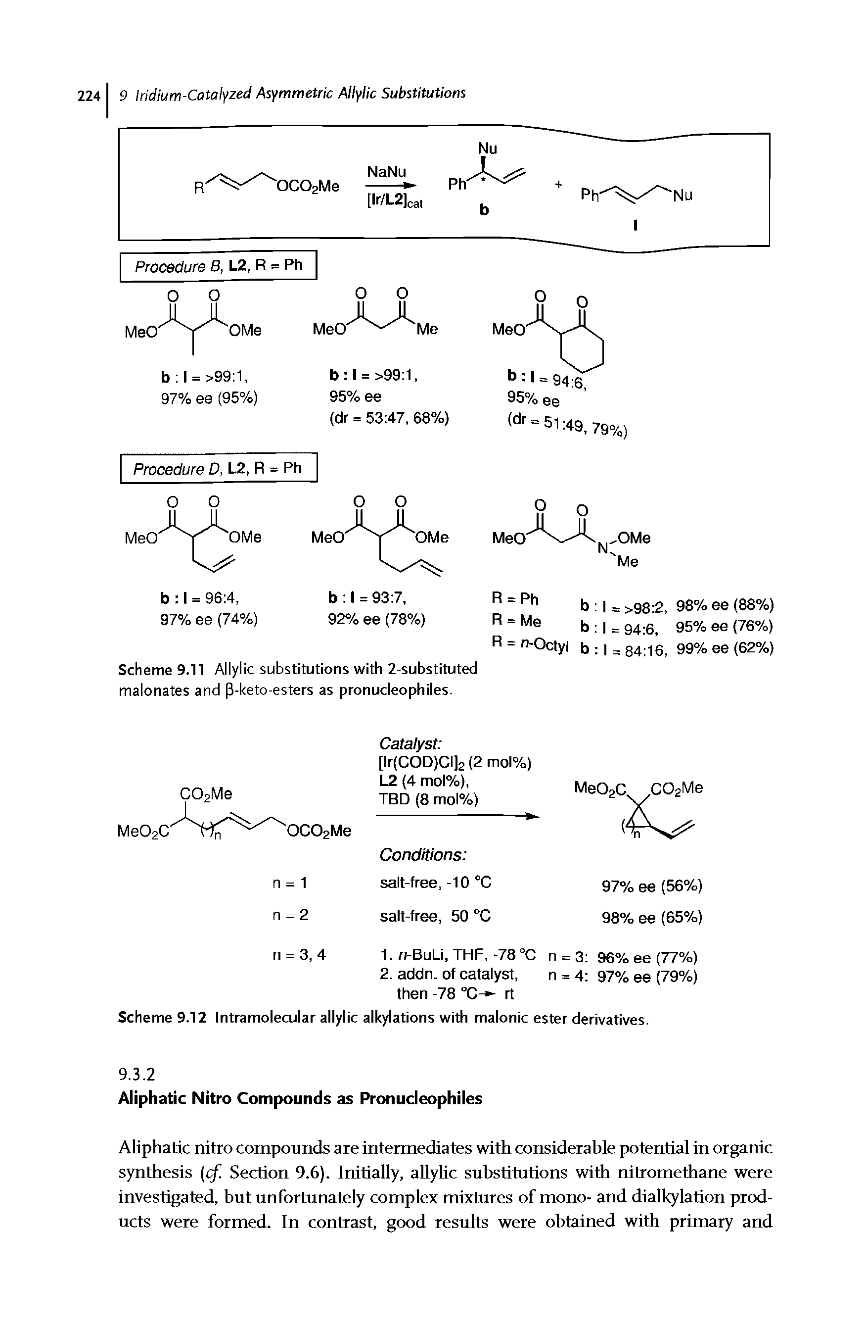 Scheme 9.12 Intramolecular allylic alkylations with malonic ester derivatives.