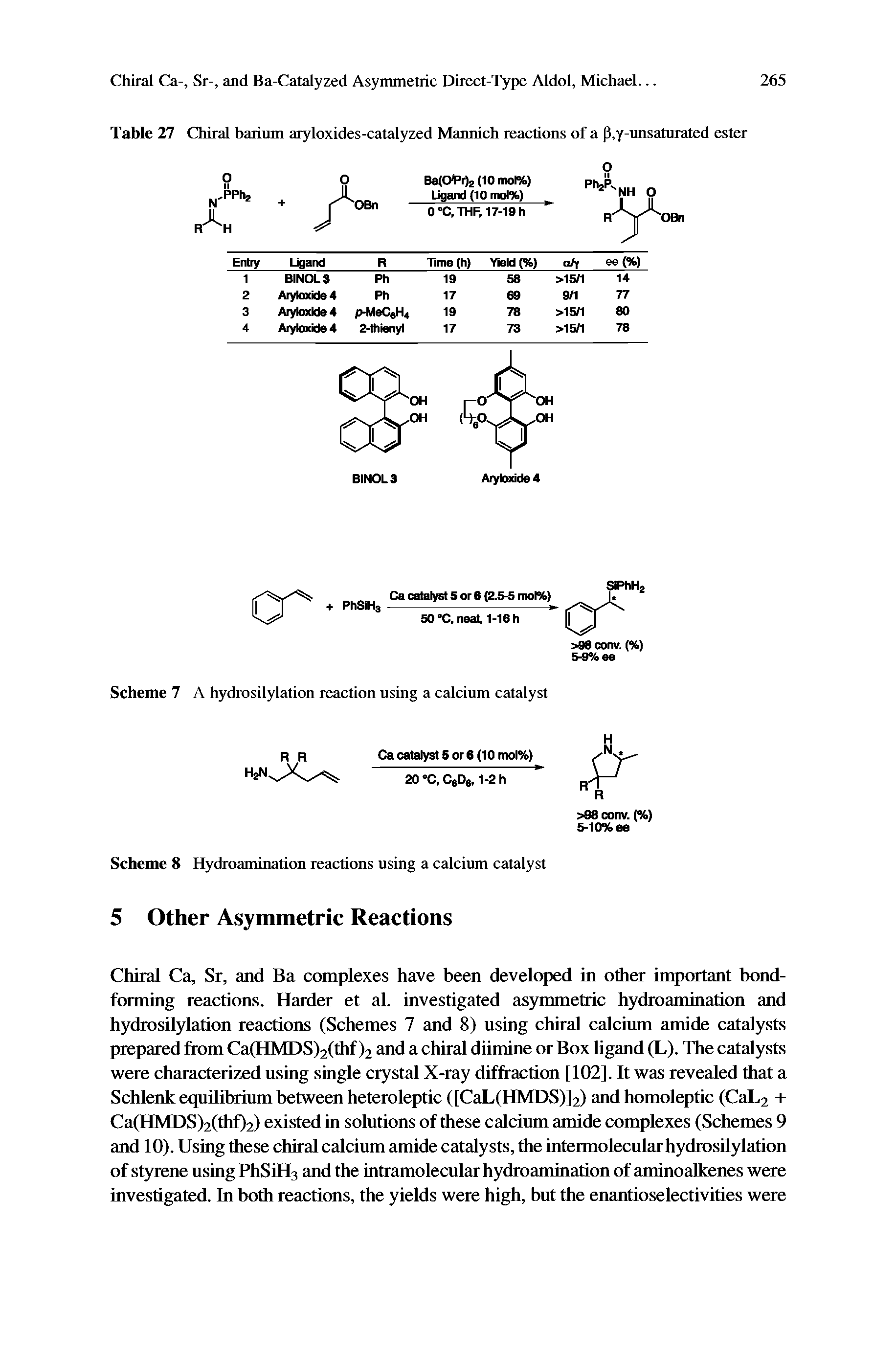 Table 27 Chiral barium aryloxides-catalyzed Mannich reactions of a p.y-unsaturated ester...