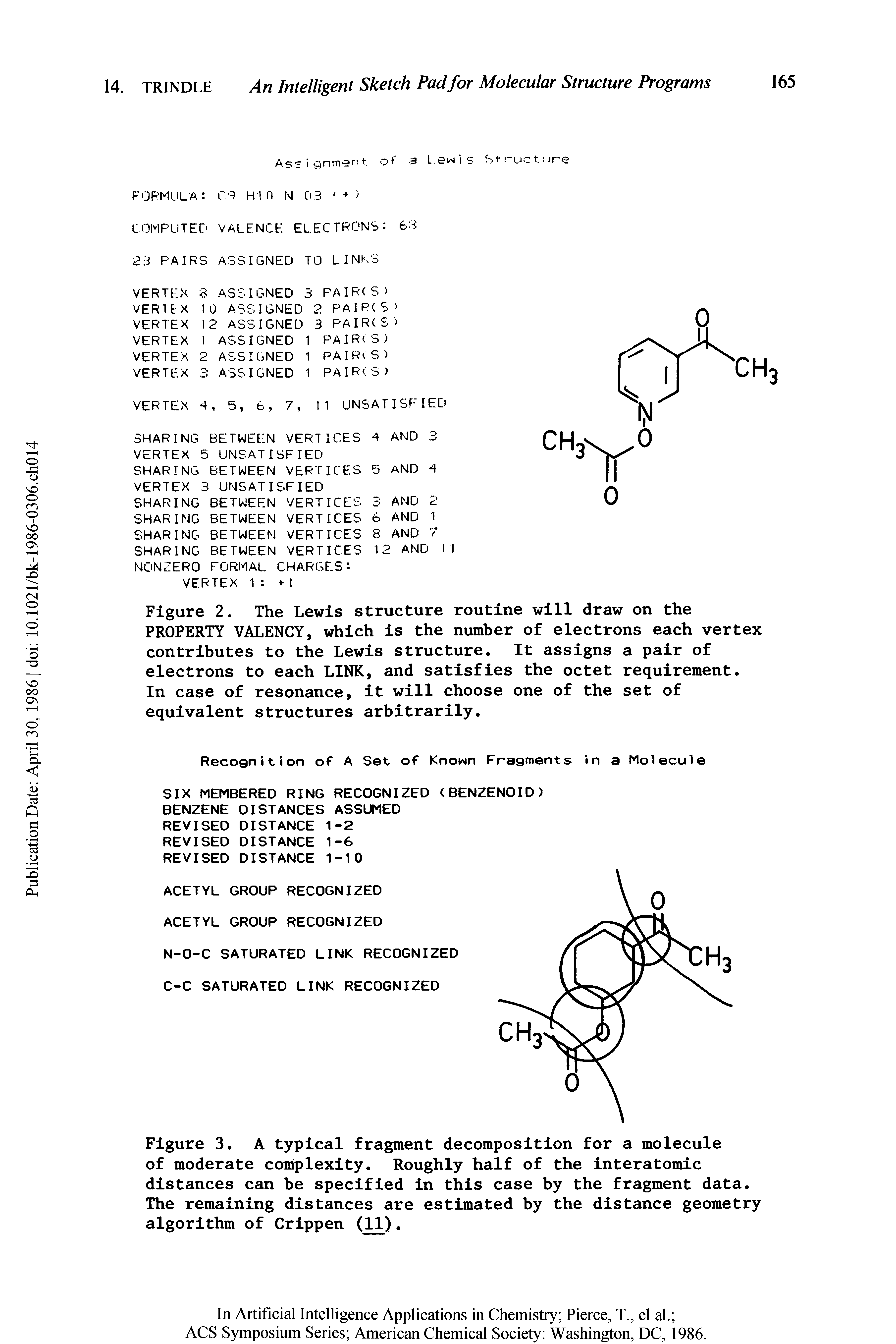 Figure 2. The Lewis structure routine will draw on the PROPERTY VALENCY, which is the number of electrons each vertex contributes to the Lewis structure. It assigns a pair of electrons to each LINK, and satisfies the octet requirement.