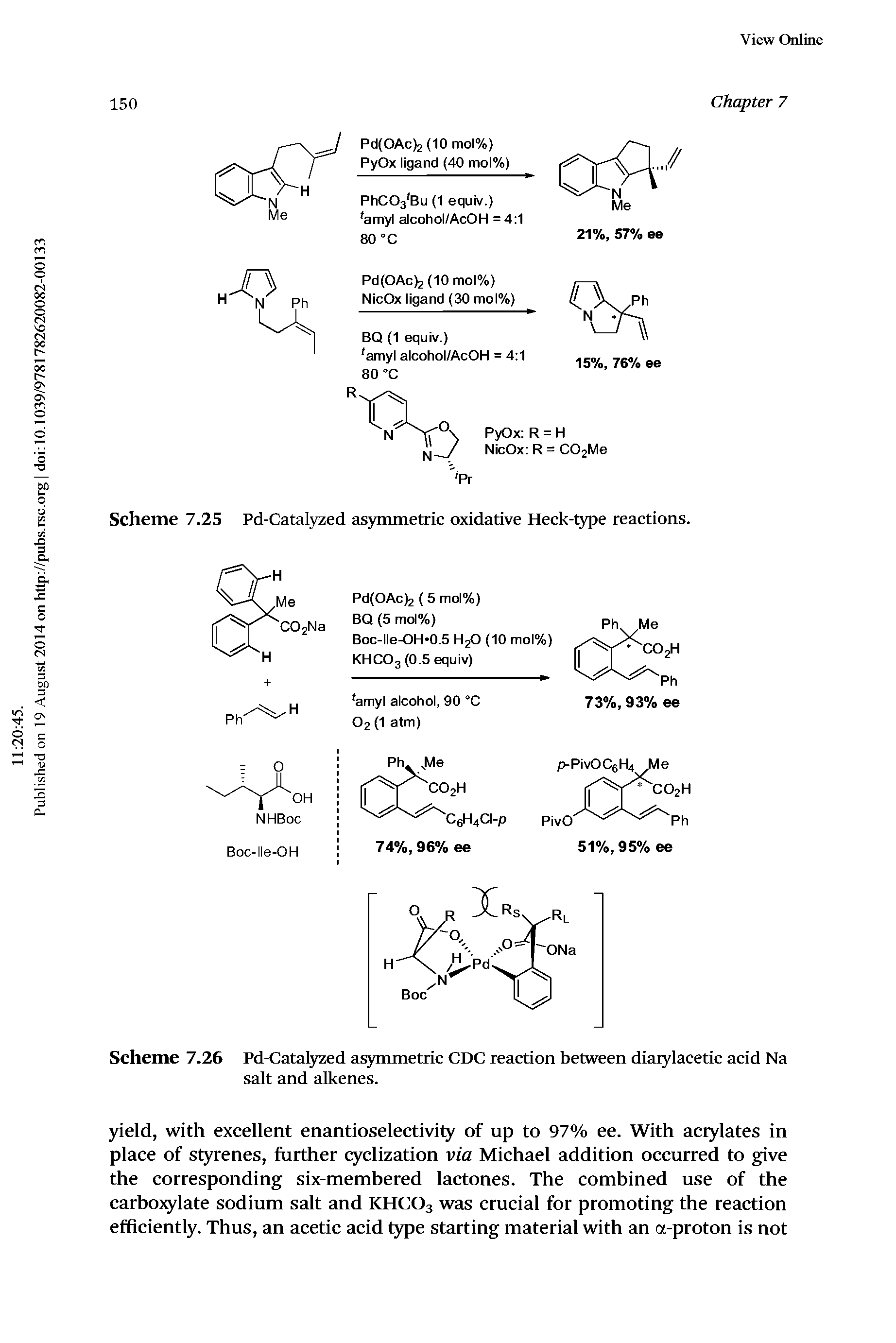 Scheme 7.26 Pd-Catafyzed as3qnmetric CDC reaction between diarylacetic acid Na salt and aUcenes.