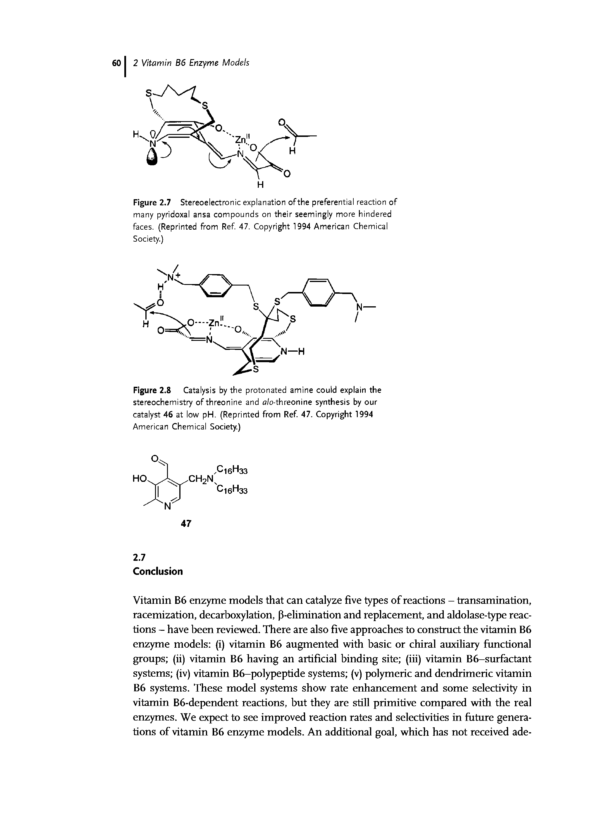 Figure 2.8 Catalysis by the protonated amine could explain the stereochemistry of threonine and 0/0-threonine synthesis by our catalyst 46 at low pH. (Reprinted from Ref. 47. Copyright 1994 American Chemical Society.)...