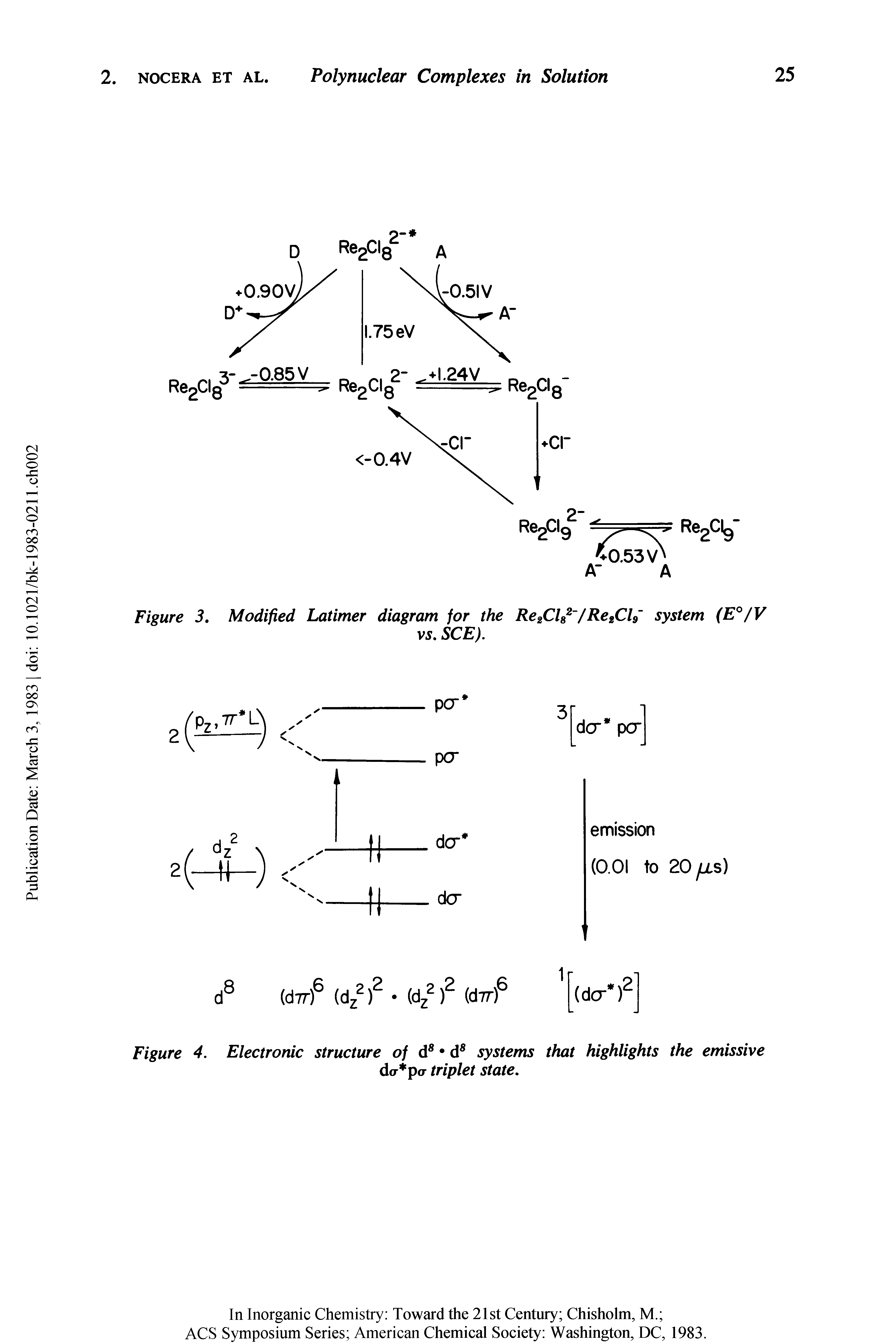 Figure 3. Modified Latimer diagram for the Re2Cl82 /Re2Cl9 system (E°/V...