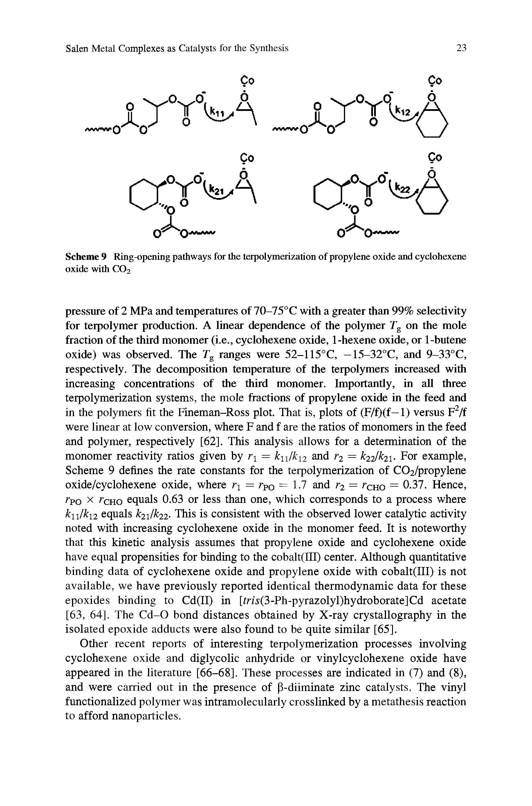 Scheme 9 Ring-opening pathways for the terpolymerization of propylene oxide and cyclohexene oxide with CO2...