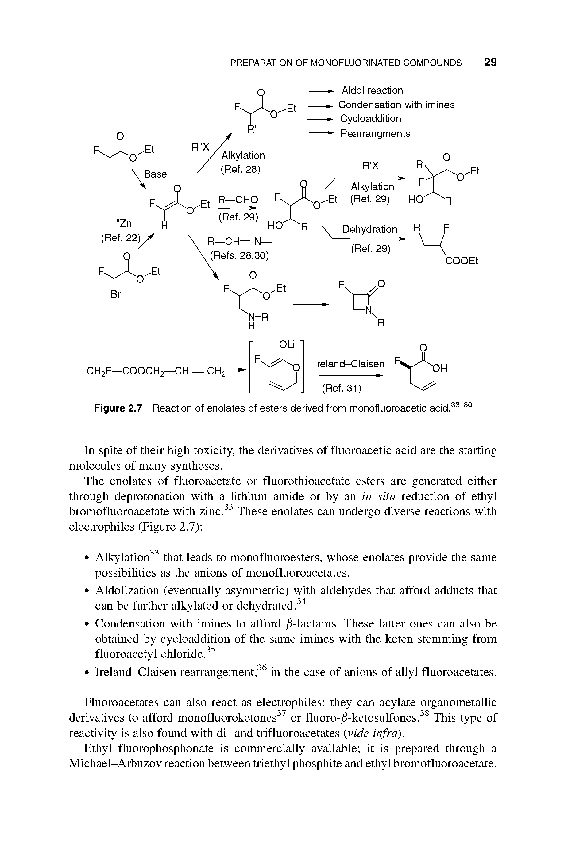 Figure 2.7 Reaction of enolates of esters derived from monofluoroacetic acid. ...