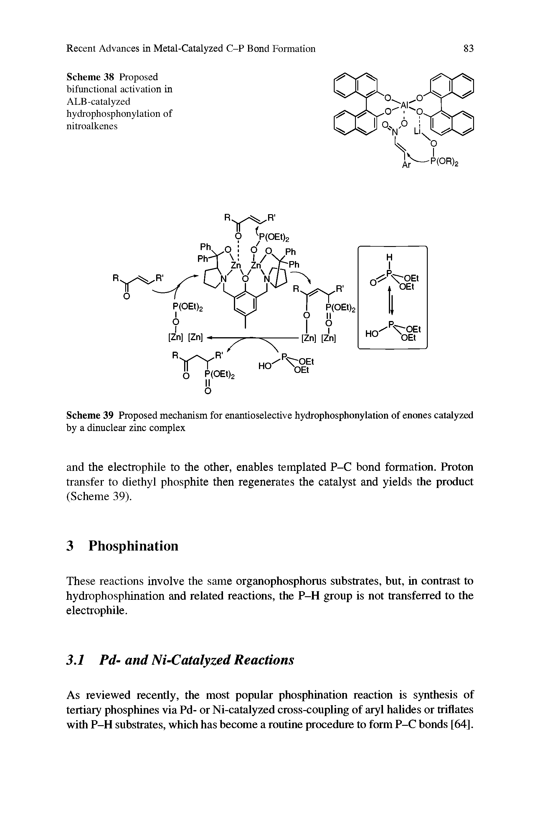 Scheme 39 Proposed mechanism for enantioselective hydrophosphonylation of enones catalyzed by a dinuclear zinc complex...