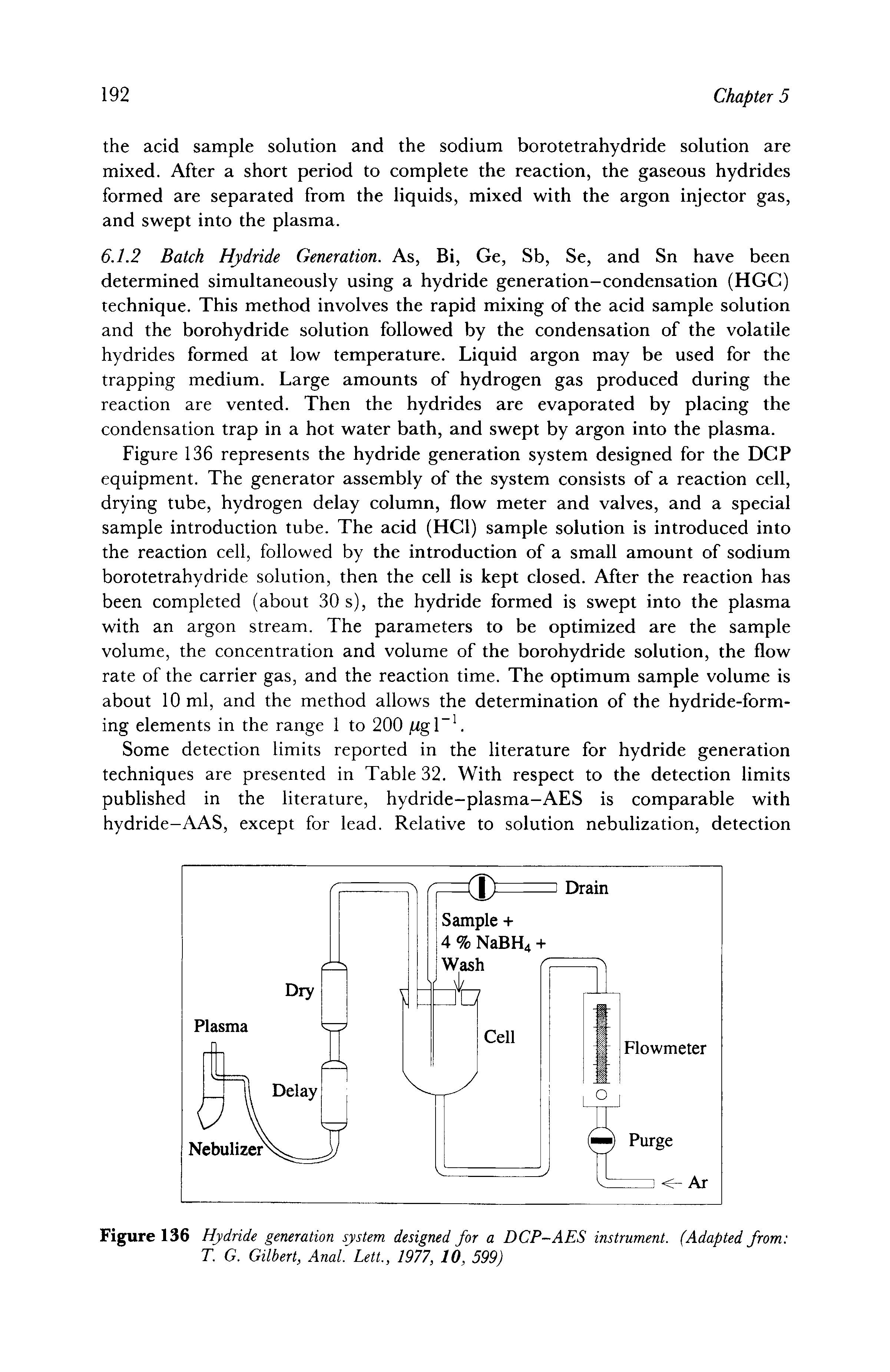 Figure 136 Hydride generation system designed for a DCP-AES instrument. (Adapted from T. G. Gilbert, Anal. Lett., 1977, 10, 599)...