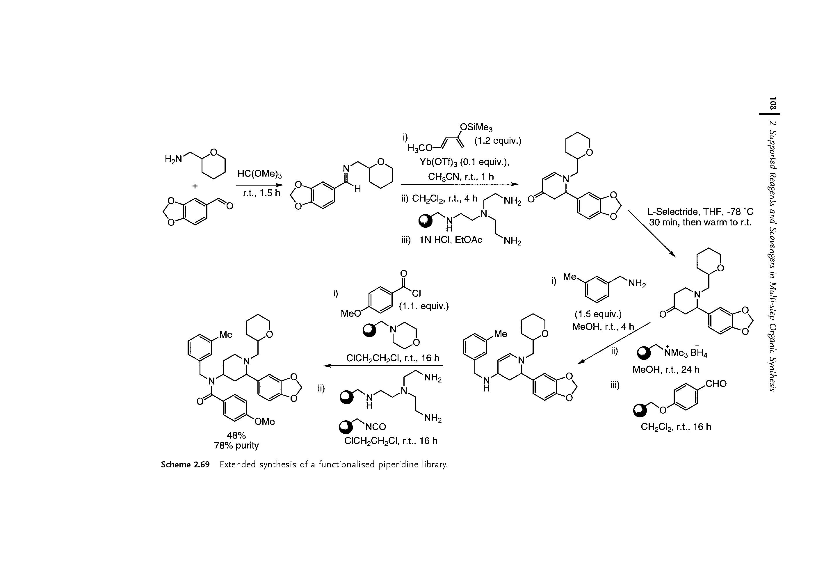 Scheme 2.69 Extended synthesis of a functionalised piperidine library.
