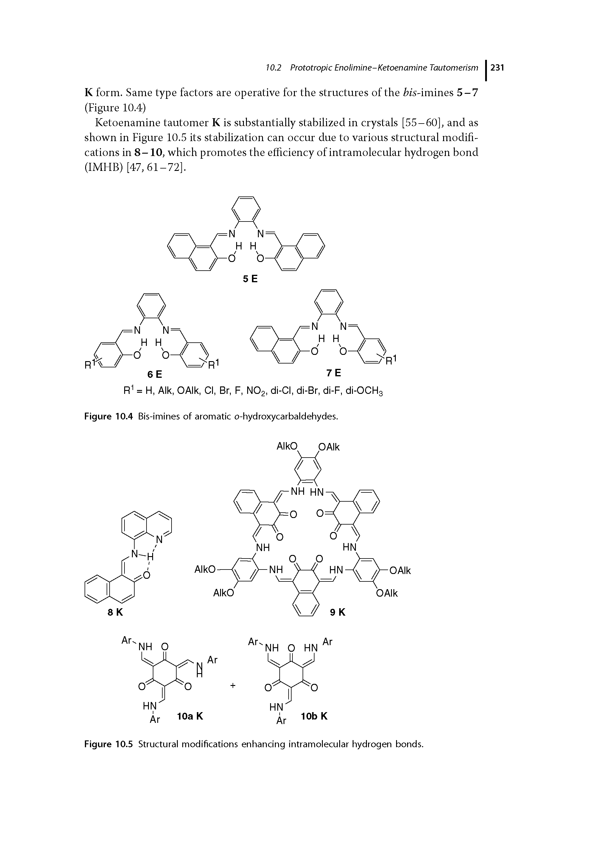 Figure 10.5 Structural modifications enhancing intramolecular hydrogen bonds.