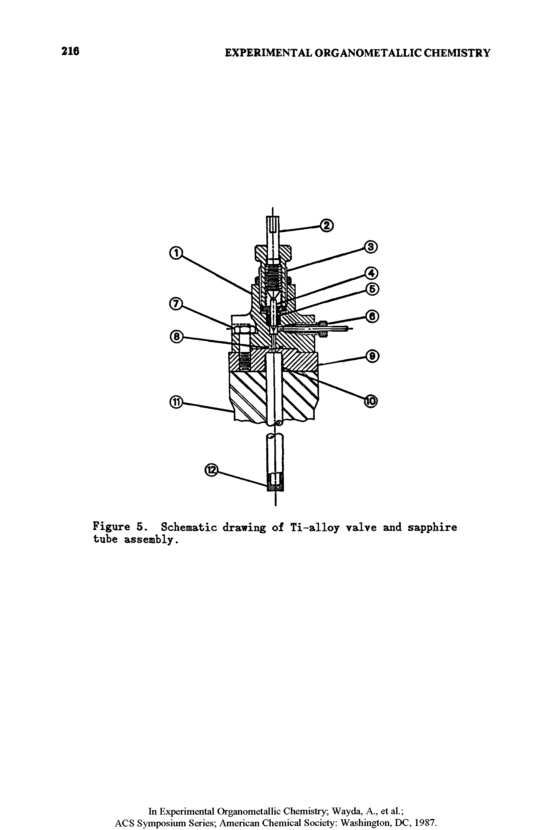Figure 5. Schematic drawing of Ti-alloy valve and sapphire tube assembly.