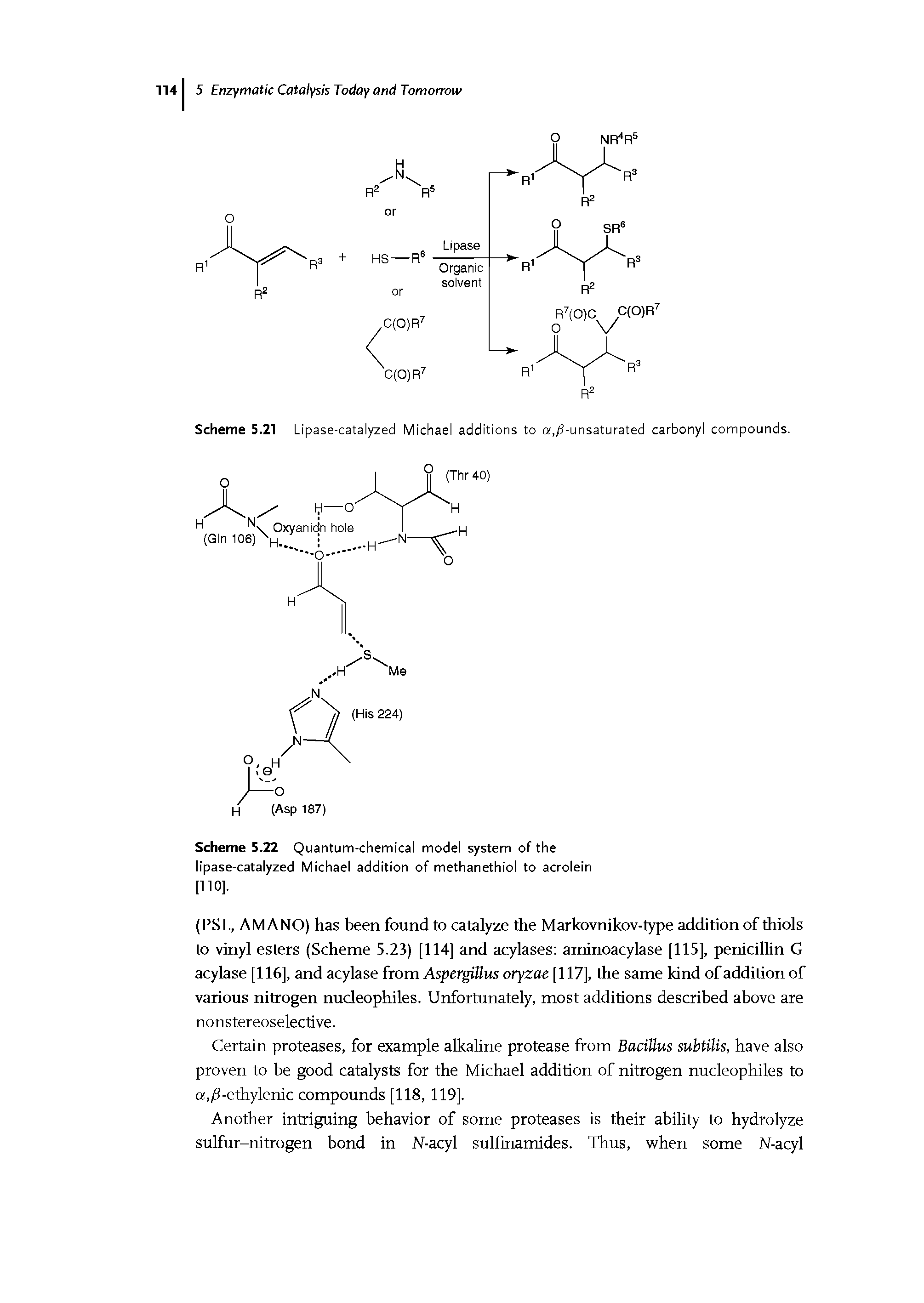 Scheme 5.21 Lipase-catalyzed Michael additions to a./J-unsaturated carbonyl compounds.