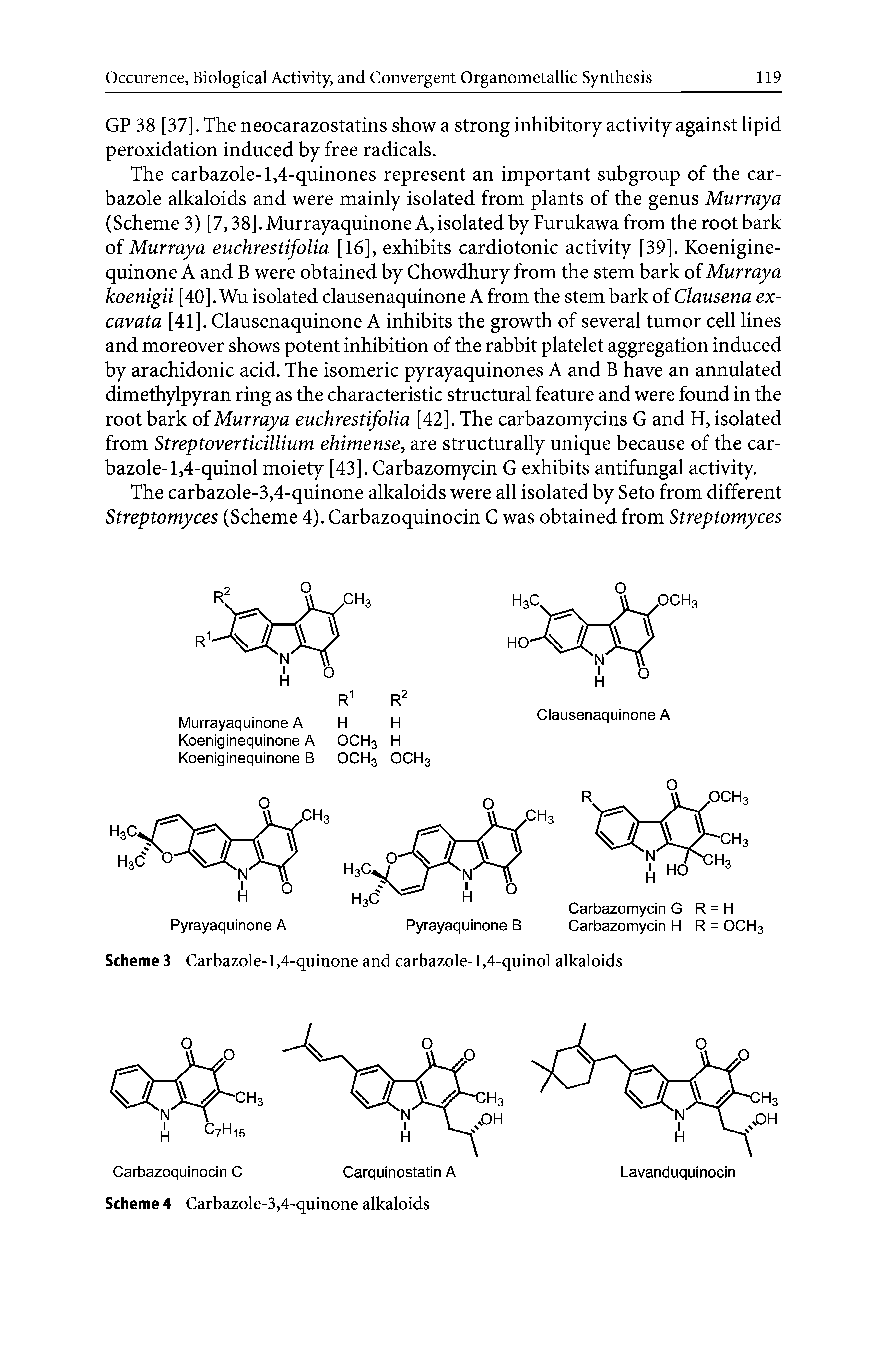 Scheme 3 Carbazole-l,4-quinone and carbazole-l,4-quinol alkaloids...