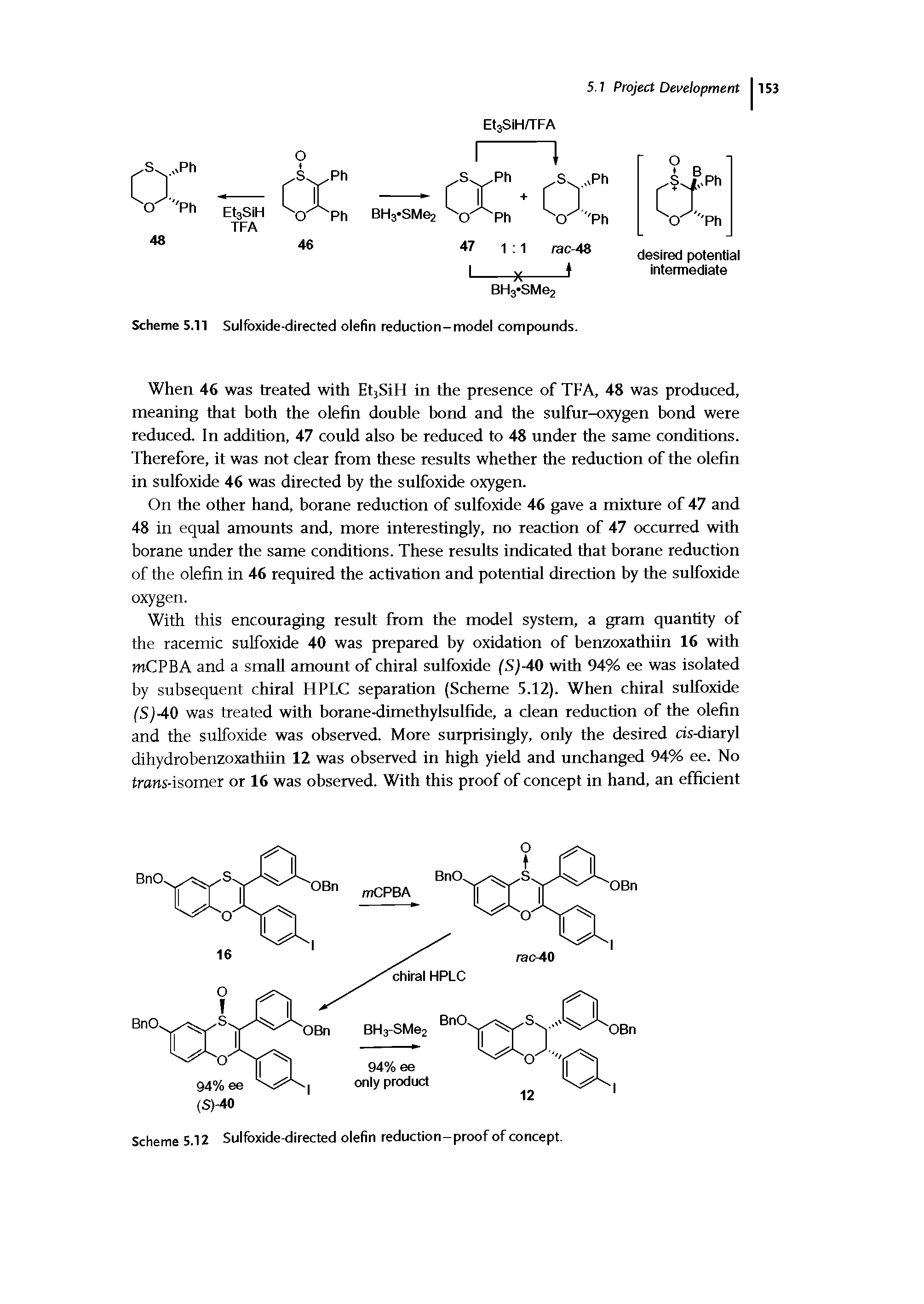Scheme 5.12 Sulfoxide-directed olefin reduction-proof of concept.