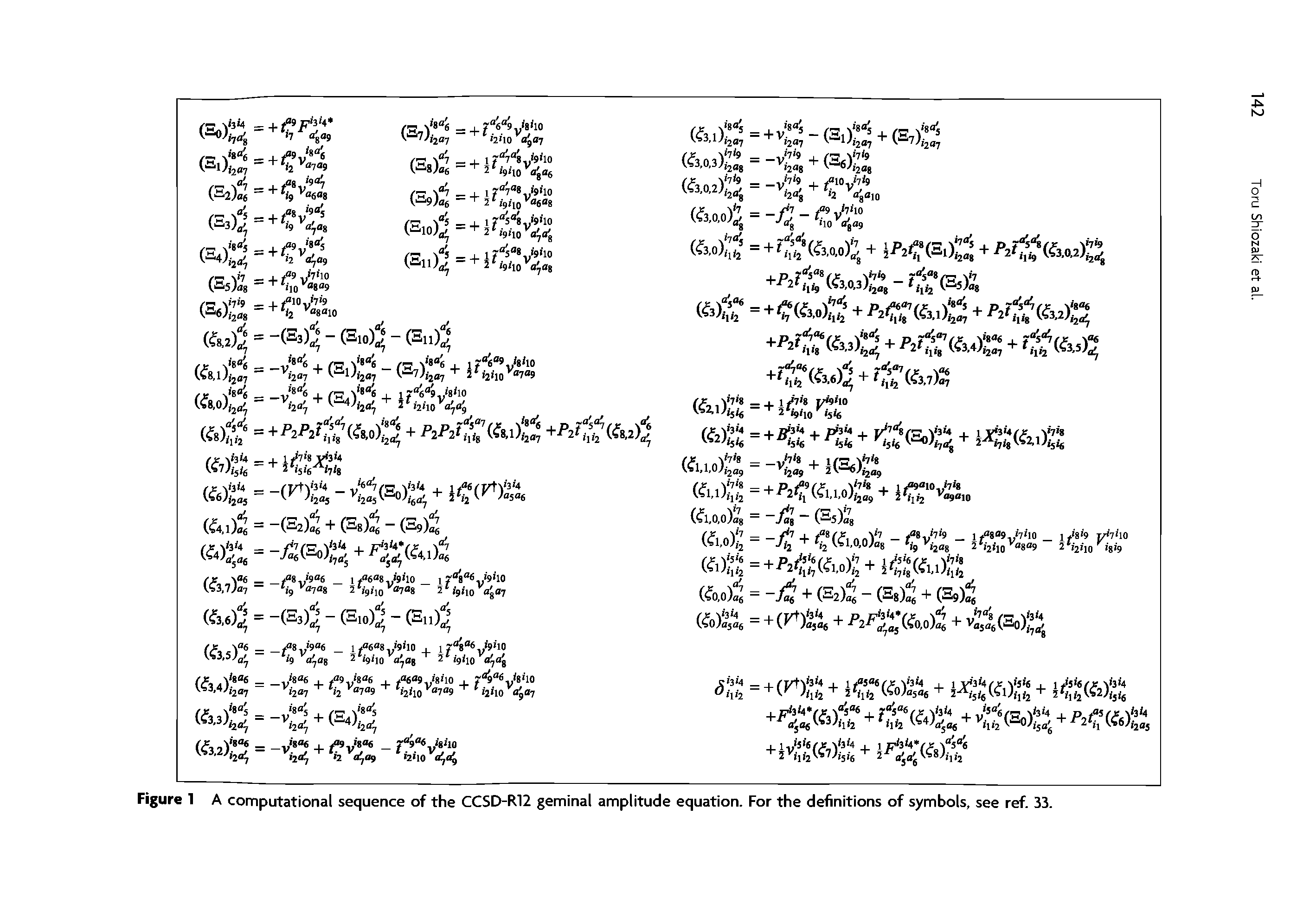 Figure 1 A computational sequence of the CCSD-R12 geminal amplitude equation. For the definitions of symbols, see ref. 33.