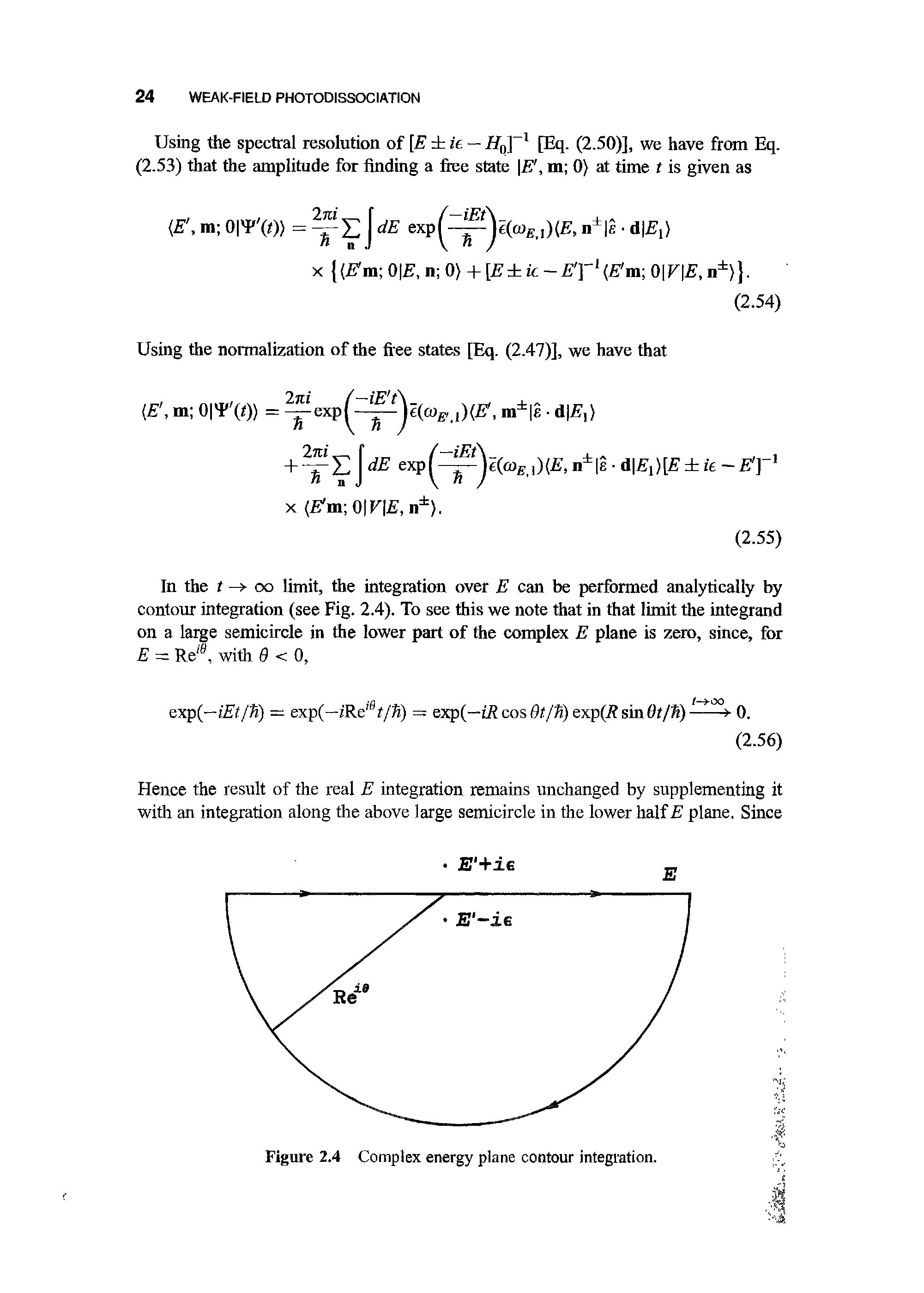 Figure 2.4 Complex energy plane contour integration.