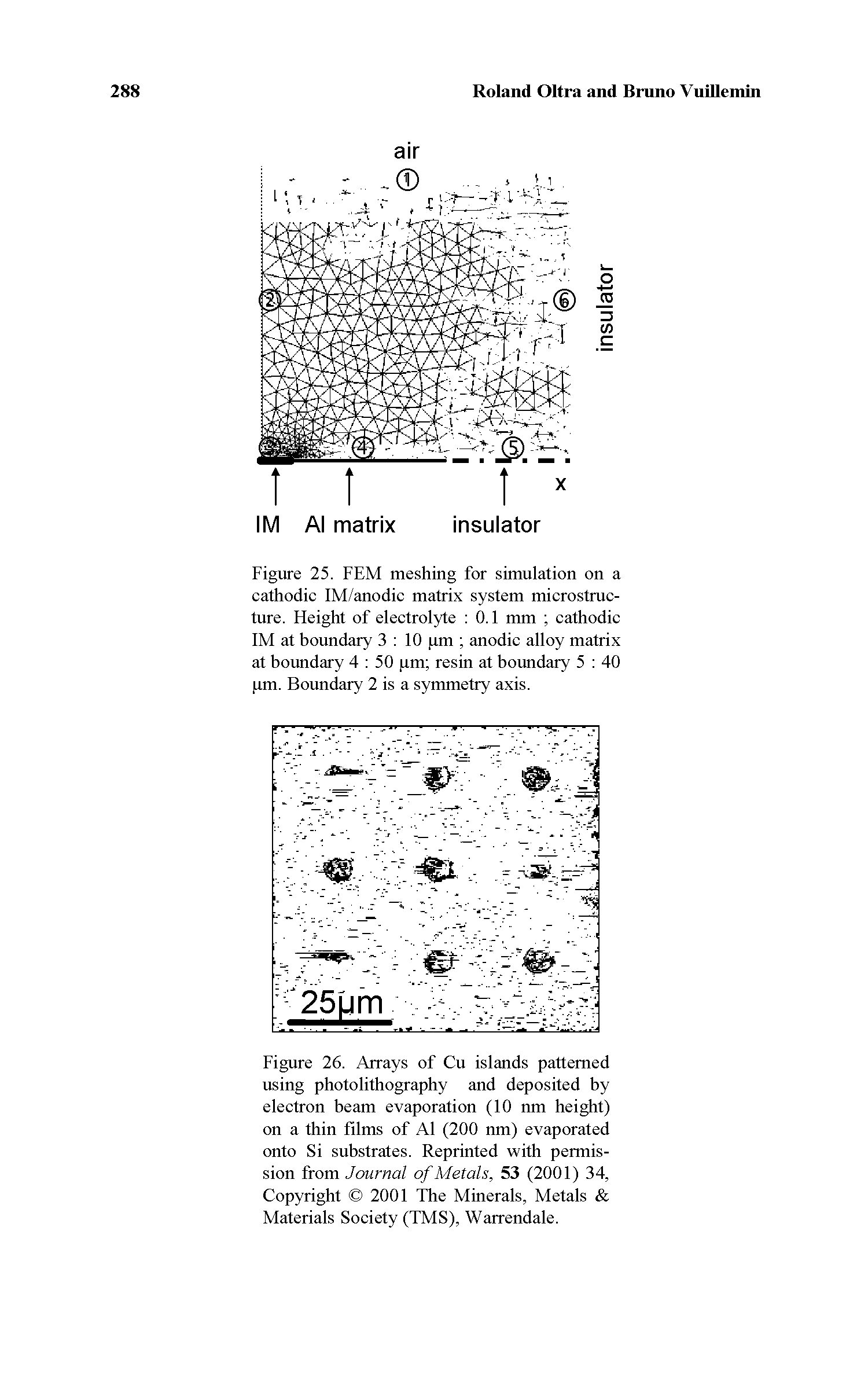 Figure 26. Arrays of Cu islands patterned using photolithography and deposited by electron beam evaporation (10 nm height) on a thin films of Al (200 nm) evaporated onto Si substrates. Reprinted with permission from Journal of Metals, 53 (2001) 34, Copyright 2001 The Minerals, Metals Materials Society (TMS), Warrendale.