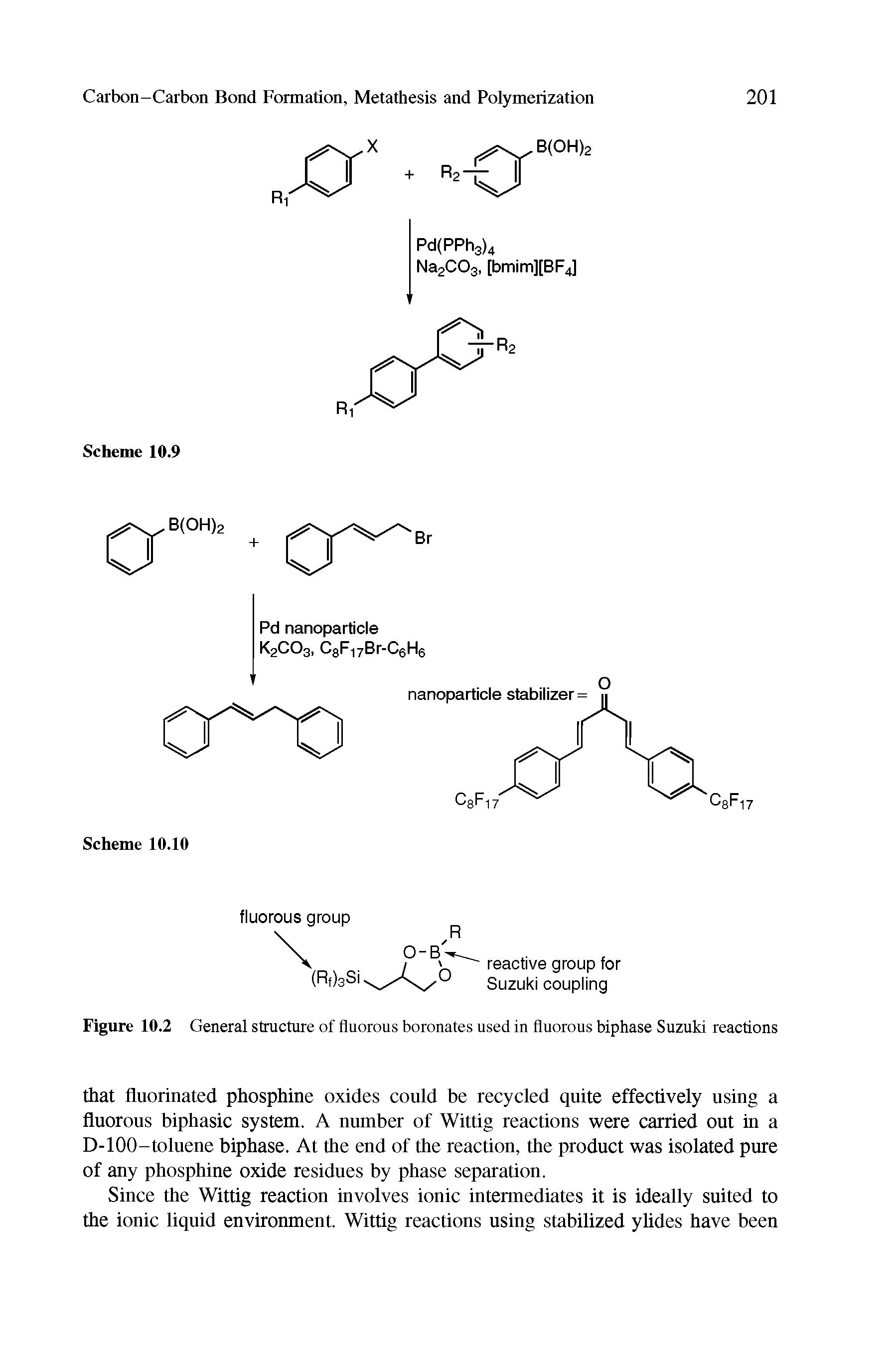 Figure 10.2 General structure of fluorous boronates used in fluorous biphase Suzuki reactions...