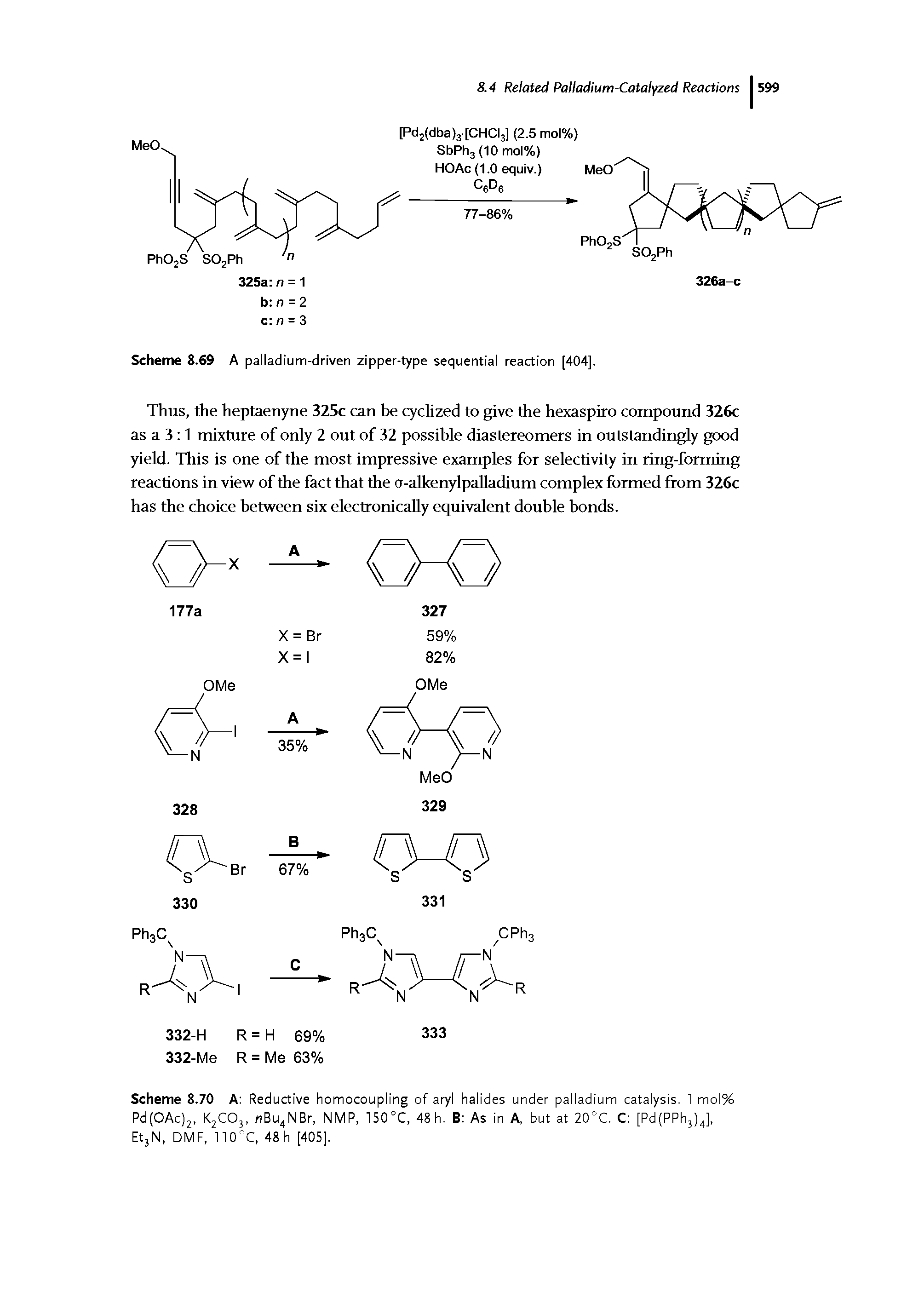 Scheme 8.69 A palladium-driven zipper-type sequential reaction [404].