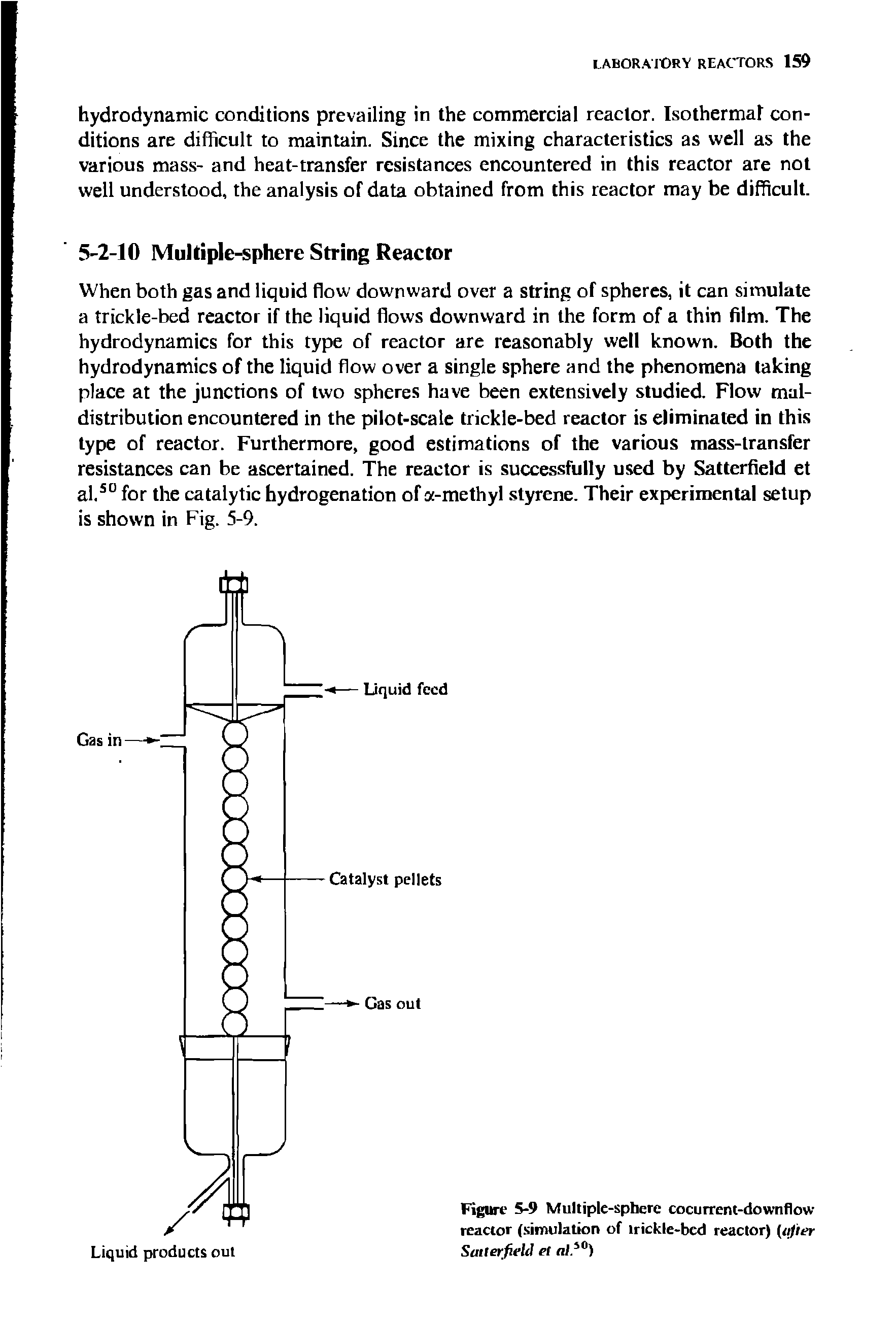 Figure 5-9 Multiple-sphere cocurrent-downflow reactor (simulation of irickle-bcd reactor) lifter Satterfield et al.i0)...