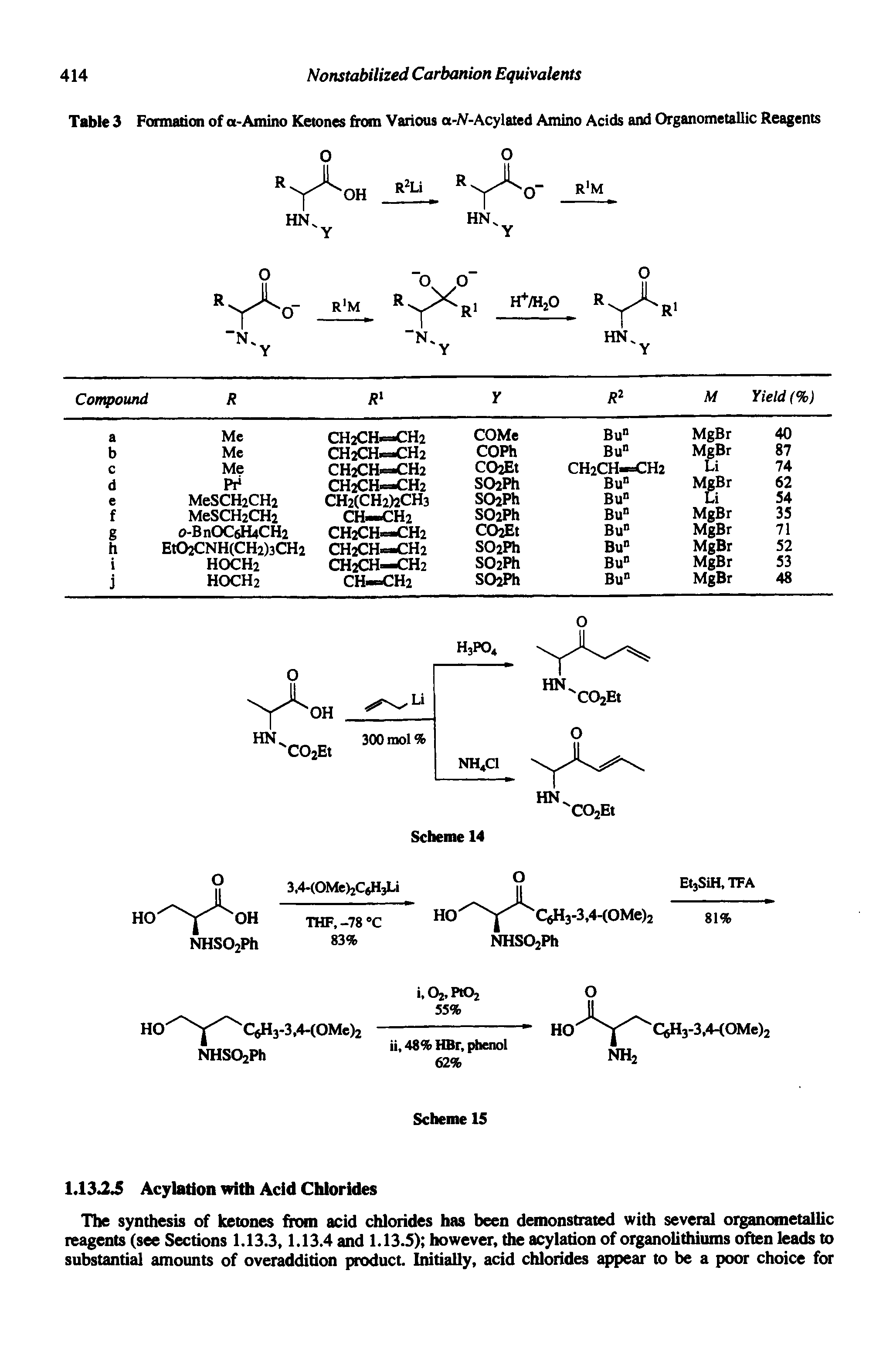 Table 3 Fonnation of a-Amino Ketones from Various o-V-Acylated Amino Acids and Organometallic Reagents...