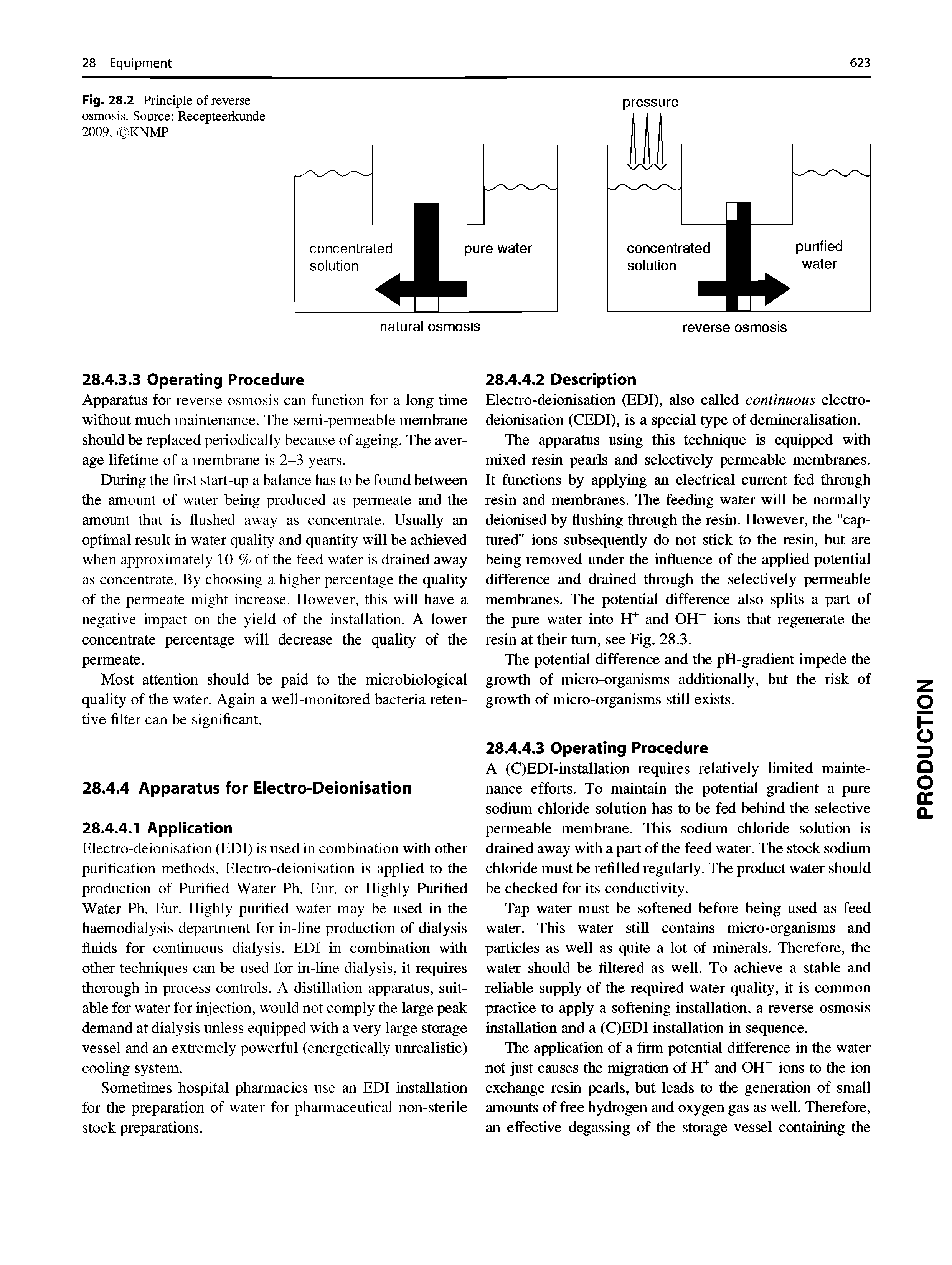 Fig. 28.2 Principle of reverse osmosis. Source Recepteerkunde 2009, KNMP...