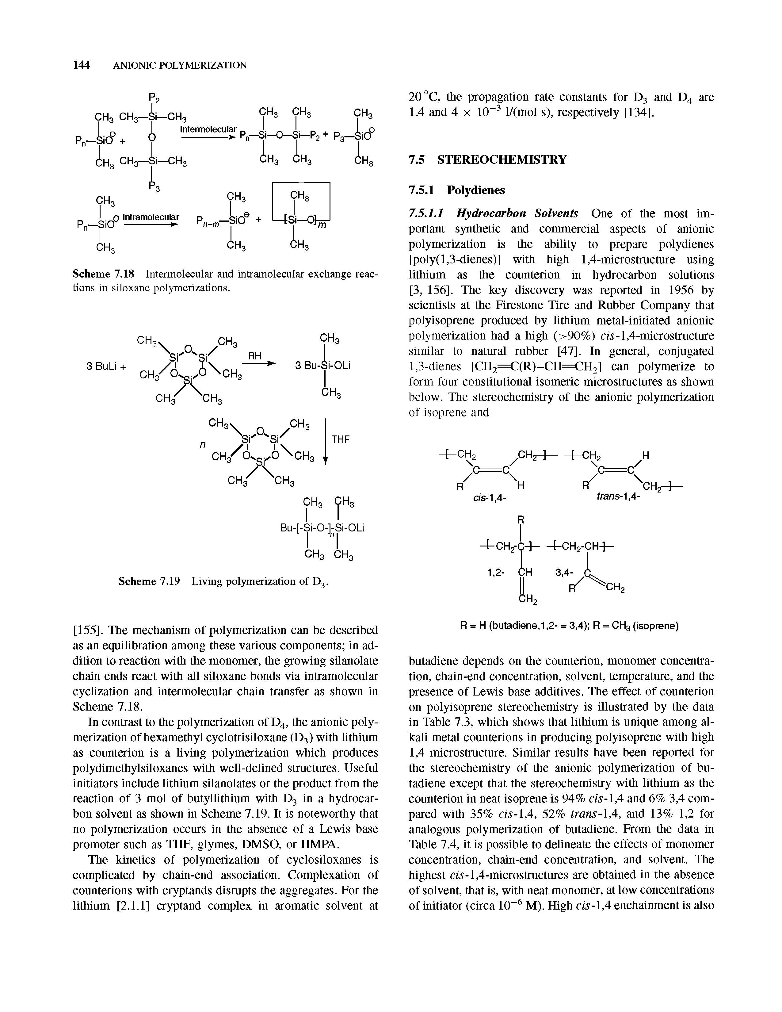 Scheme 7.18 Intermolecular and intramolecular exchange reactions in siloxane polymerizations.
