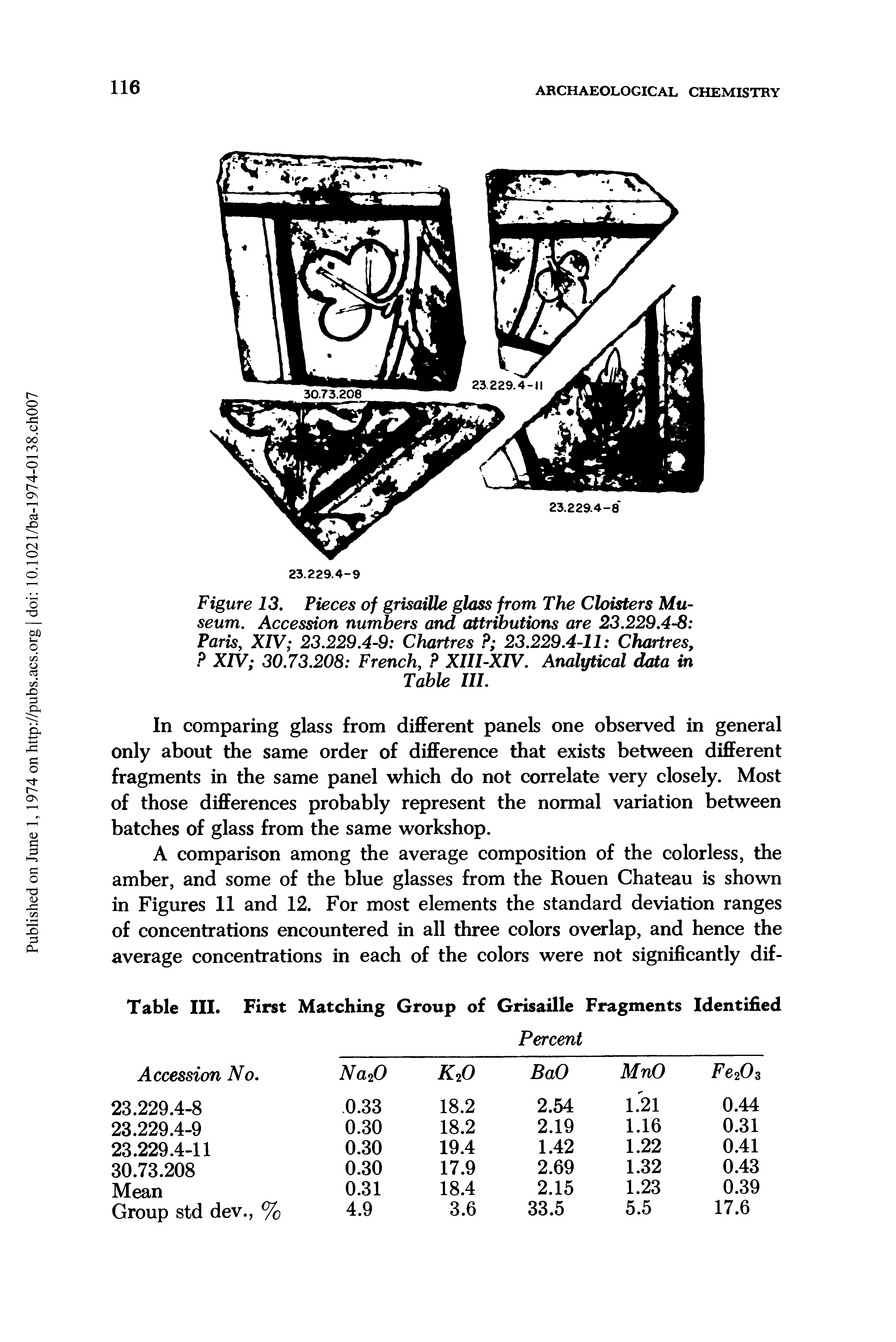 Table III. First Matching Group of Grisaille Fragments Identified...