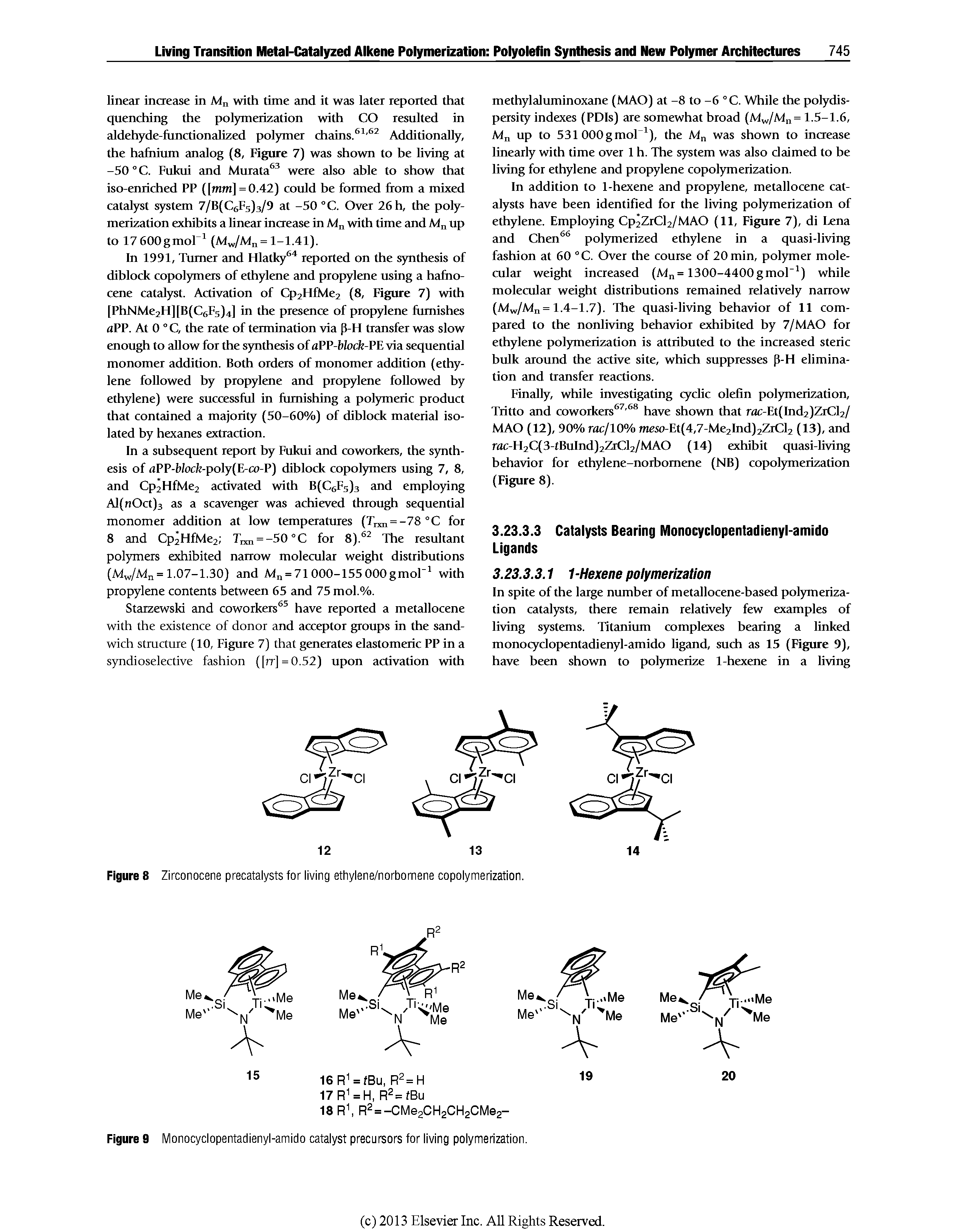 Figure 8 Zirconocene precatalysts for living ethylene/norbomene copolymerization.