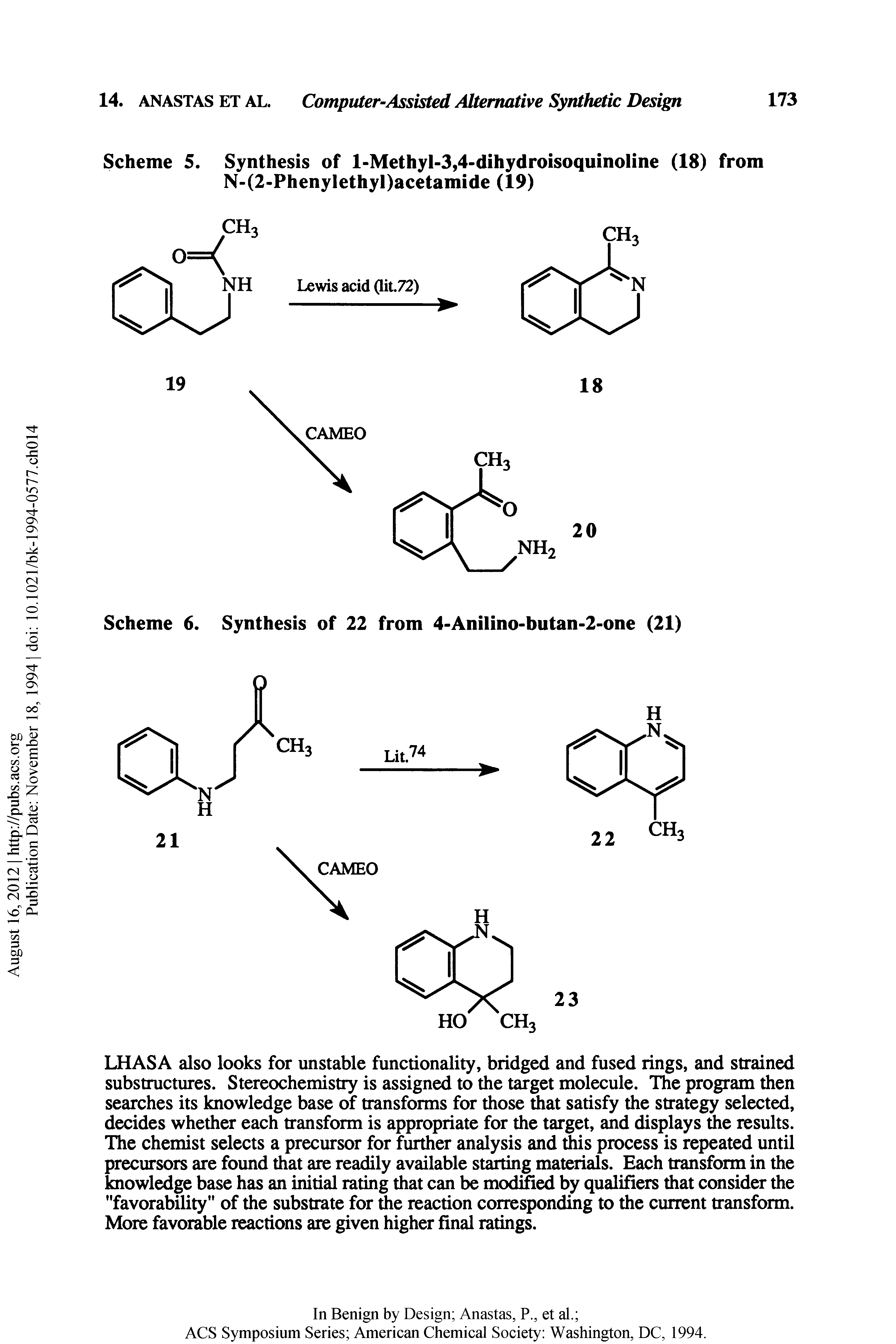 Scheme 5. Synthesis of l-Methyl-3,4-dihydroisoquinoline (18) from N-(2-Phenylethyl)acetamide (19)...