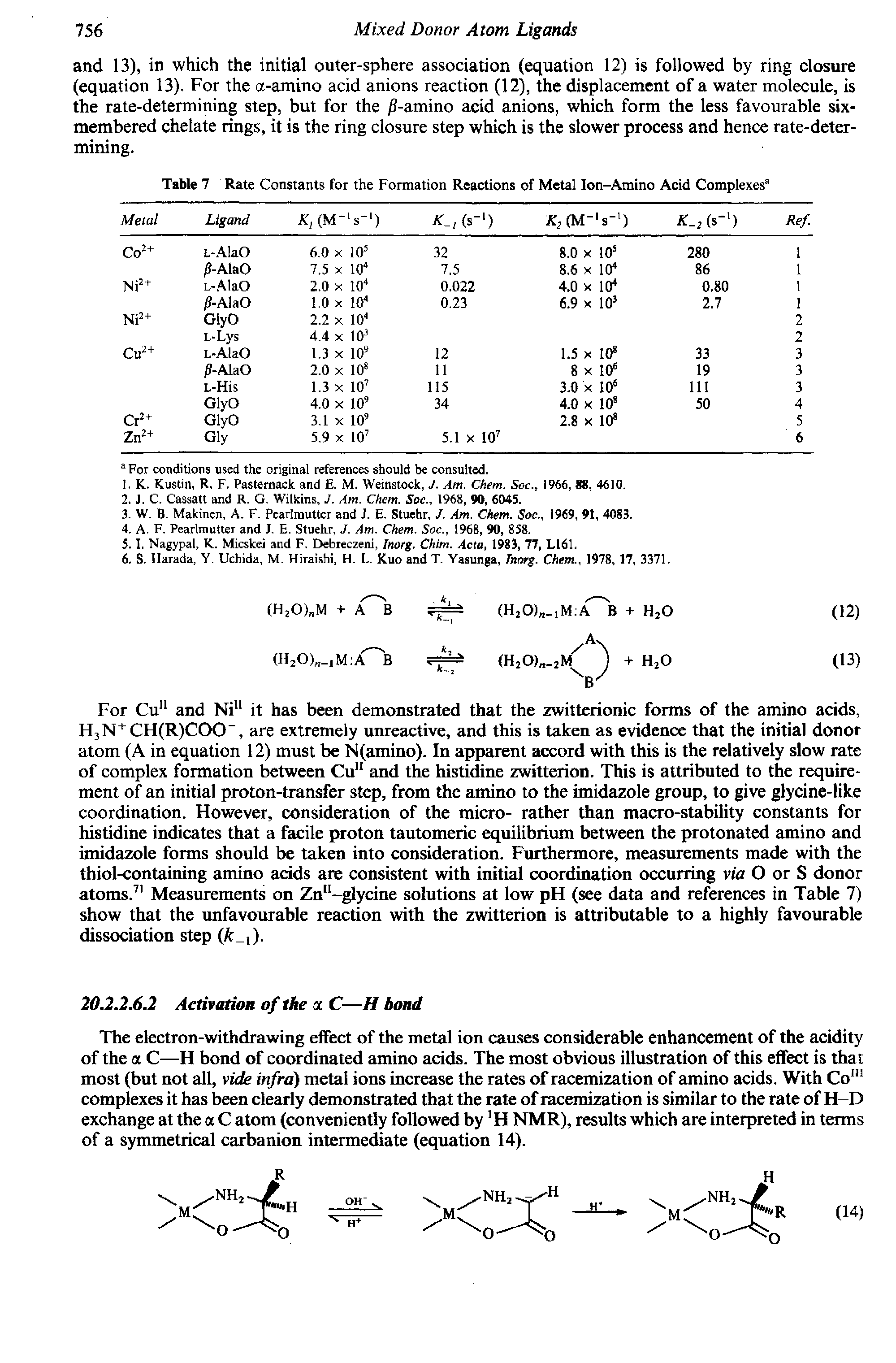 Table 7 Rate Constants for the Formation Reactions of Metal Ion-Amino Acid Complexes ...