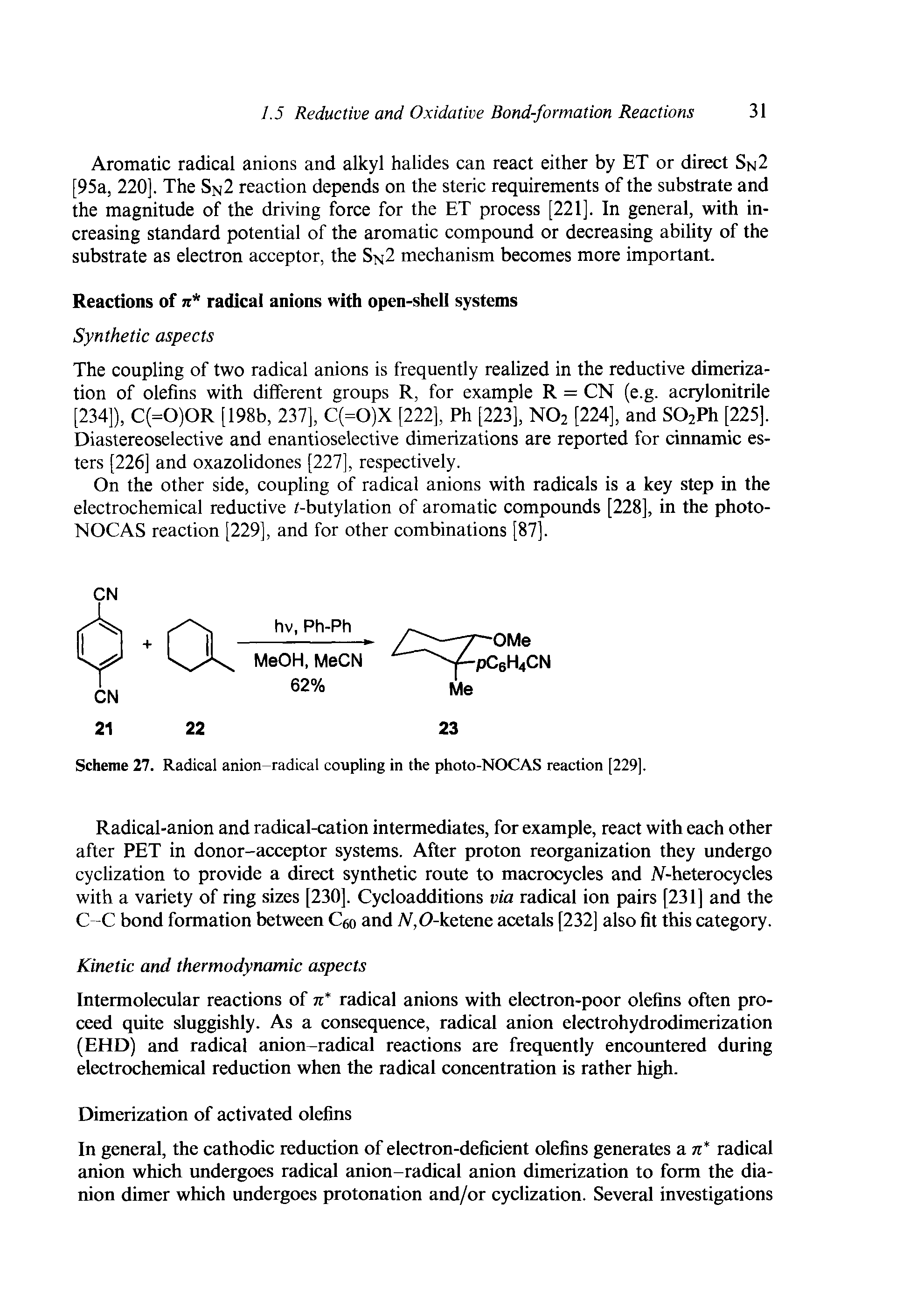 Scheme 27. Radical anion-radical coupling in the photo-NOCAS reaction [229].