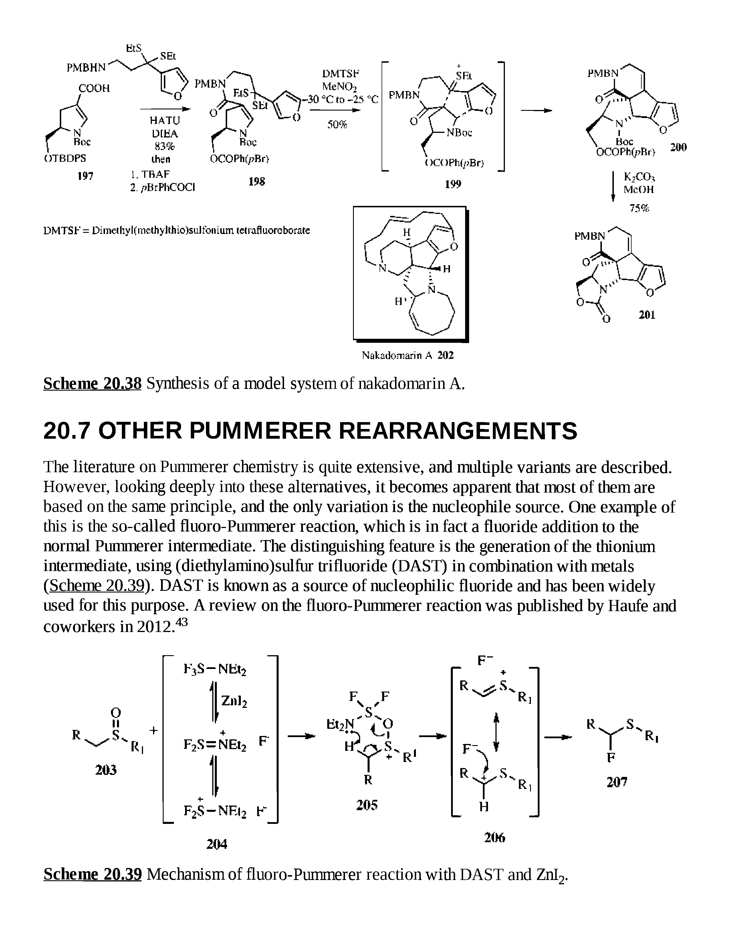 Scheme 20.39 Mechanism of fluoro-Pummerer reaction with DAST and ZnLr...
