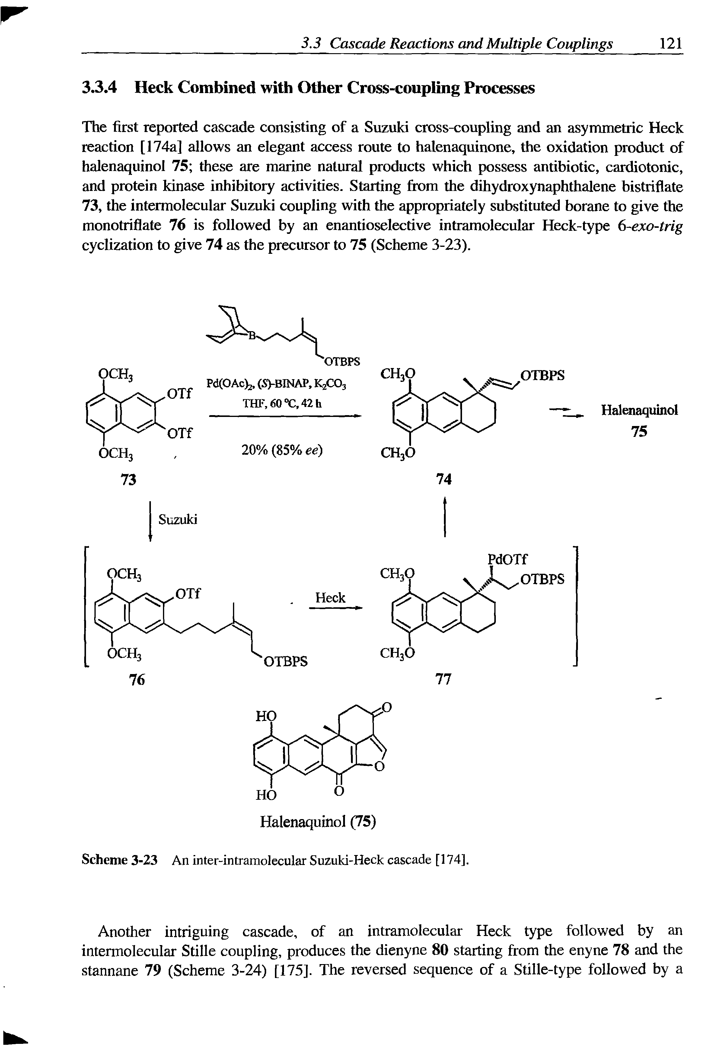 Scheme 3-23 An inter-intramolecular Suzuki-Heck cascade [174],...