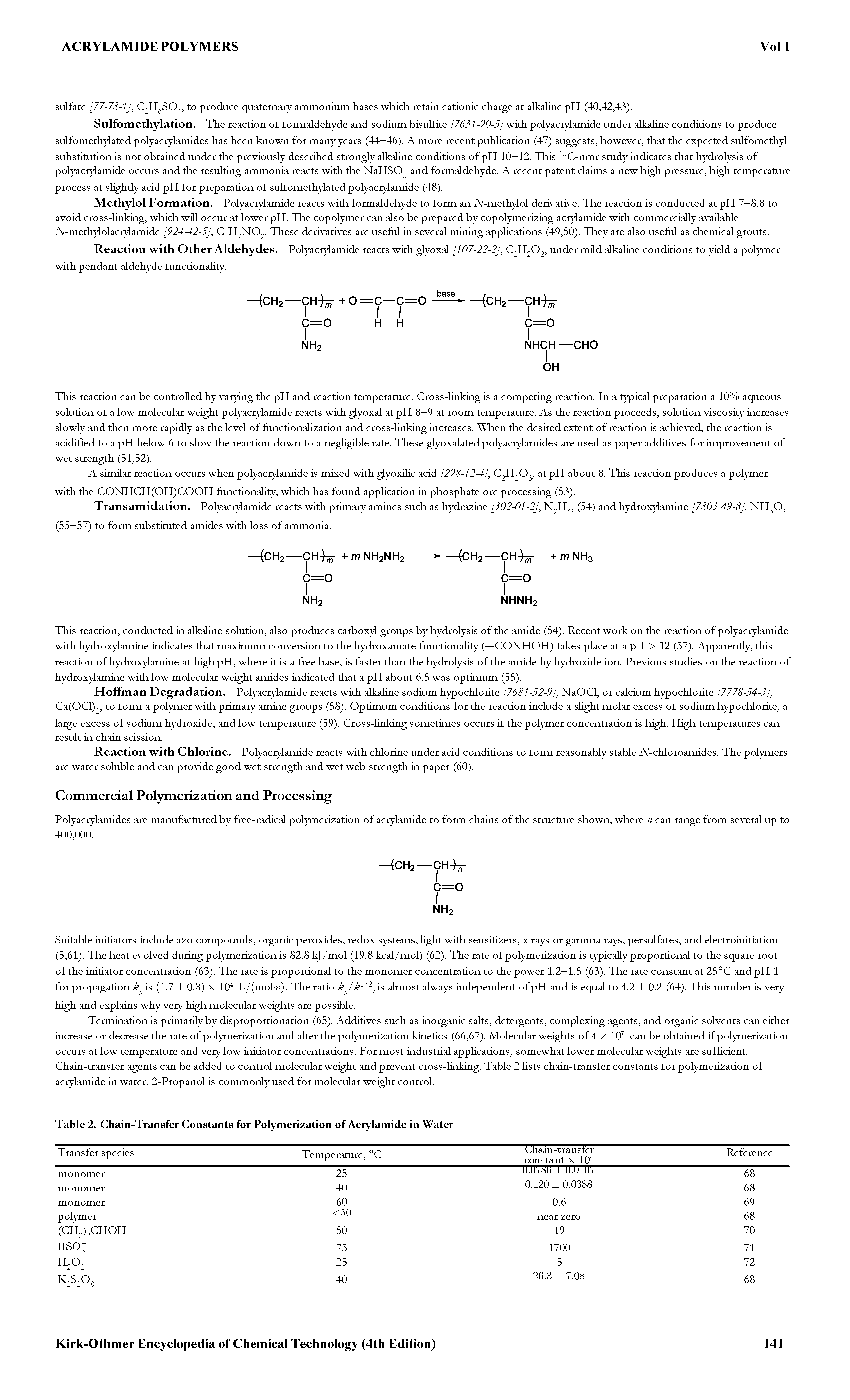 Table 2. Chain-Transfer Constants for Polymerization of Acrylamide in Water...