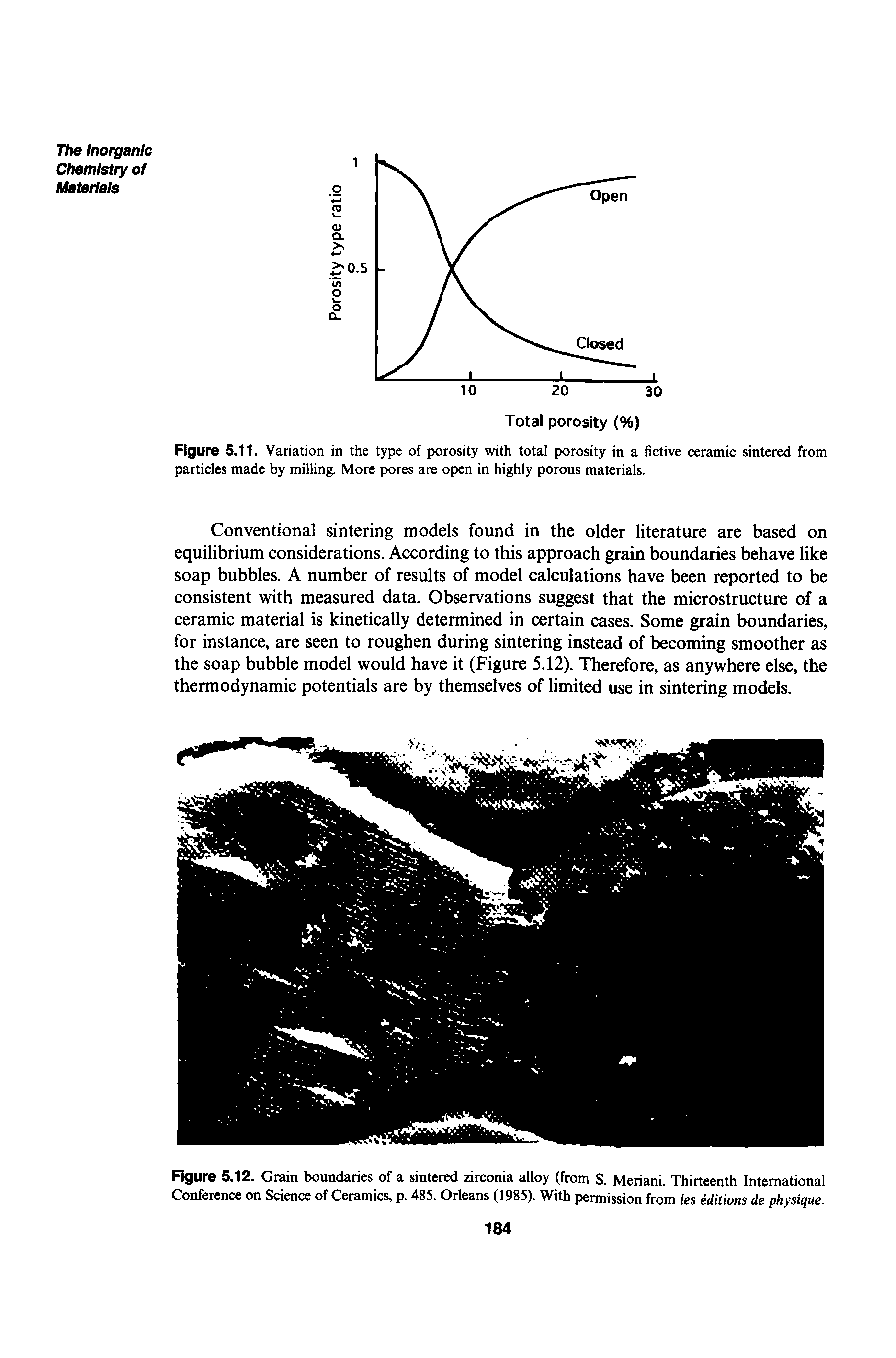 Figure 5.12. Grain boundaries of a sintered zirconia alloy (from S. Meriani. Thirteenth International Conference on Science of Ceramics, p. 485. Orleans (1985). With permission from les editions de physique.
