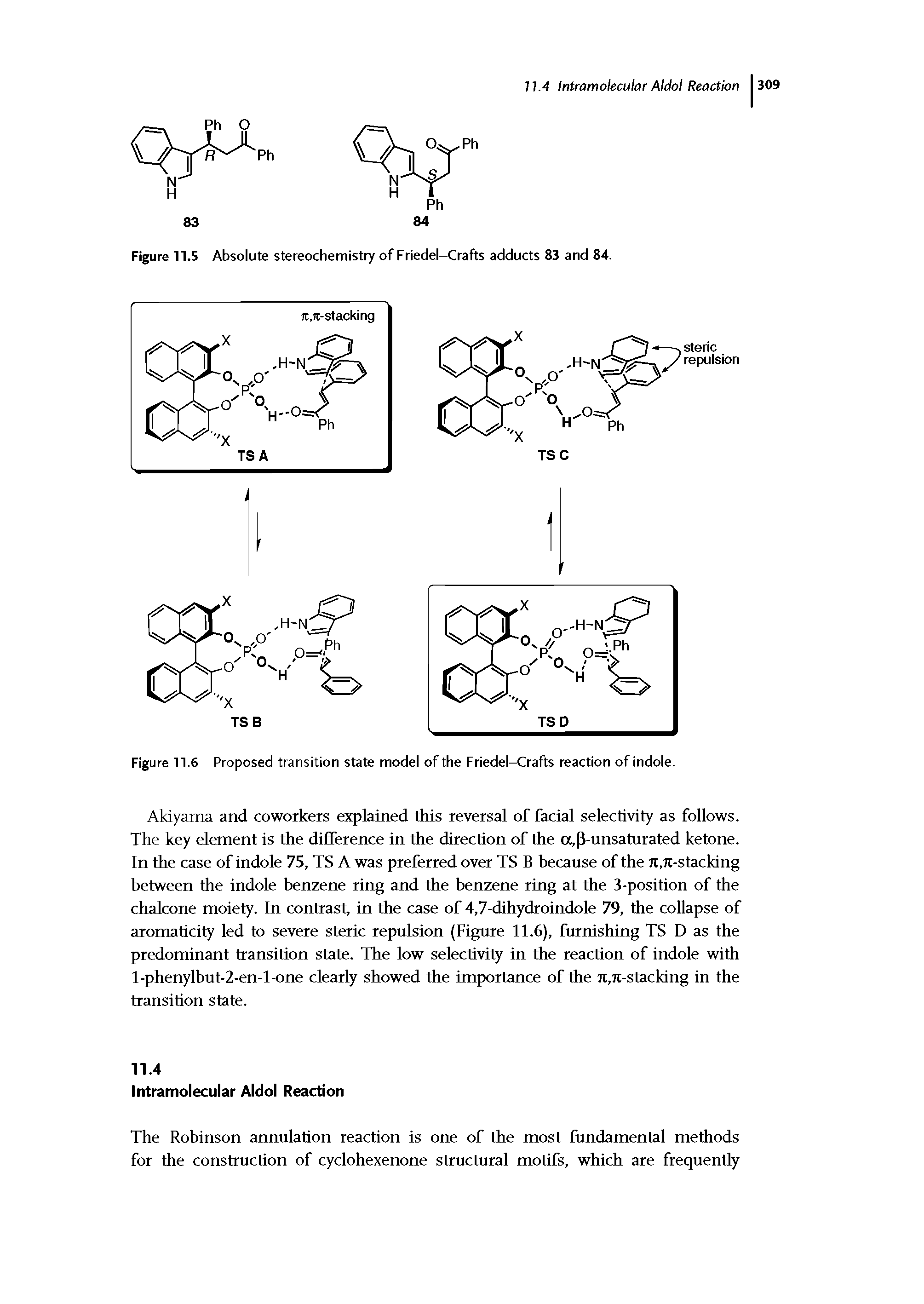 Figure 11.5 Absolute stereochemistry of Friedel-Crafts adducts 83 and 84.