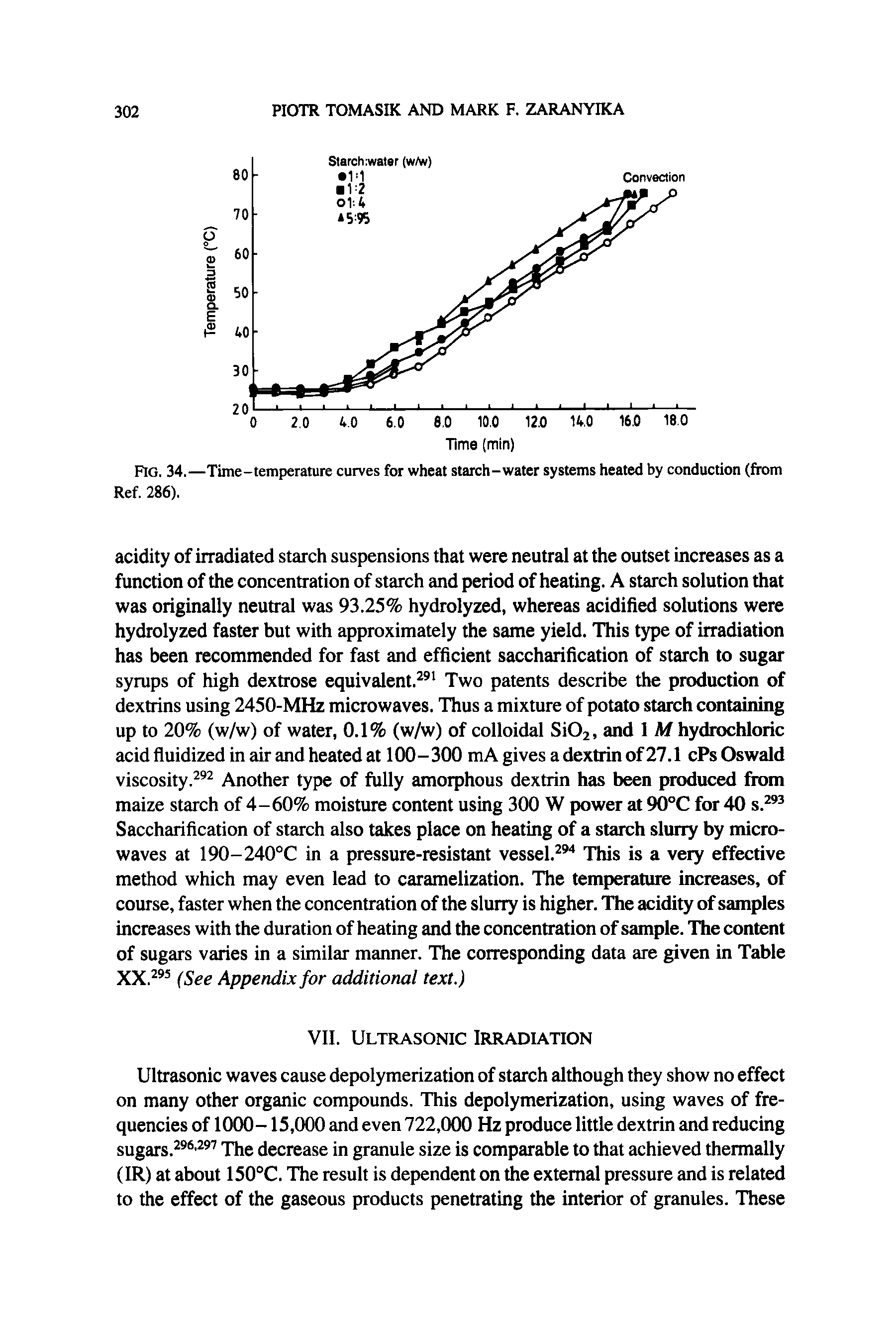 Fig. 34.—Time-temperature curves for wheat starch-water systems heated by conduction (from Ref. 286).