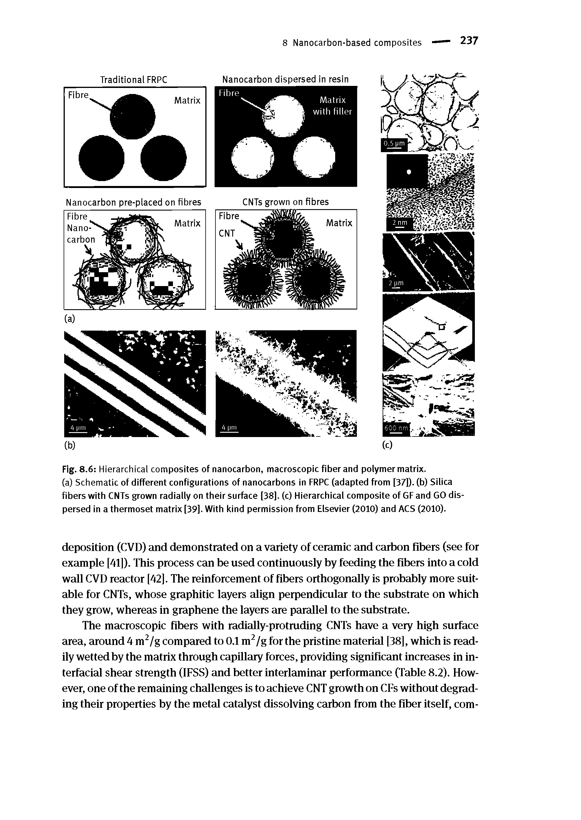 Fig. 8.6 Hierarchical composites of nanocarbon, macroscopic fiber and polymer matrix.