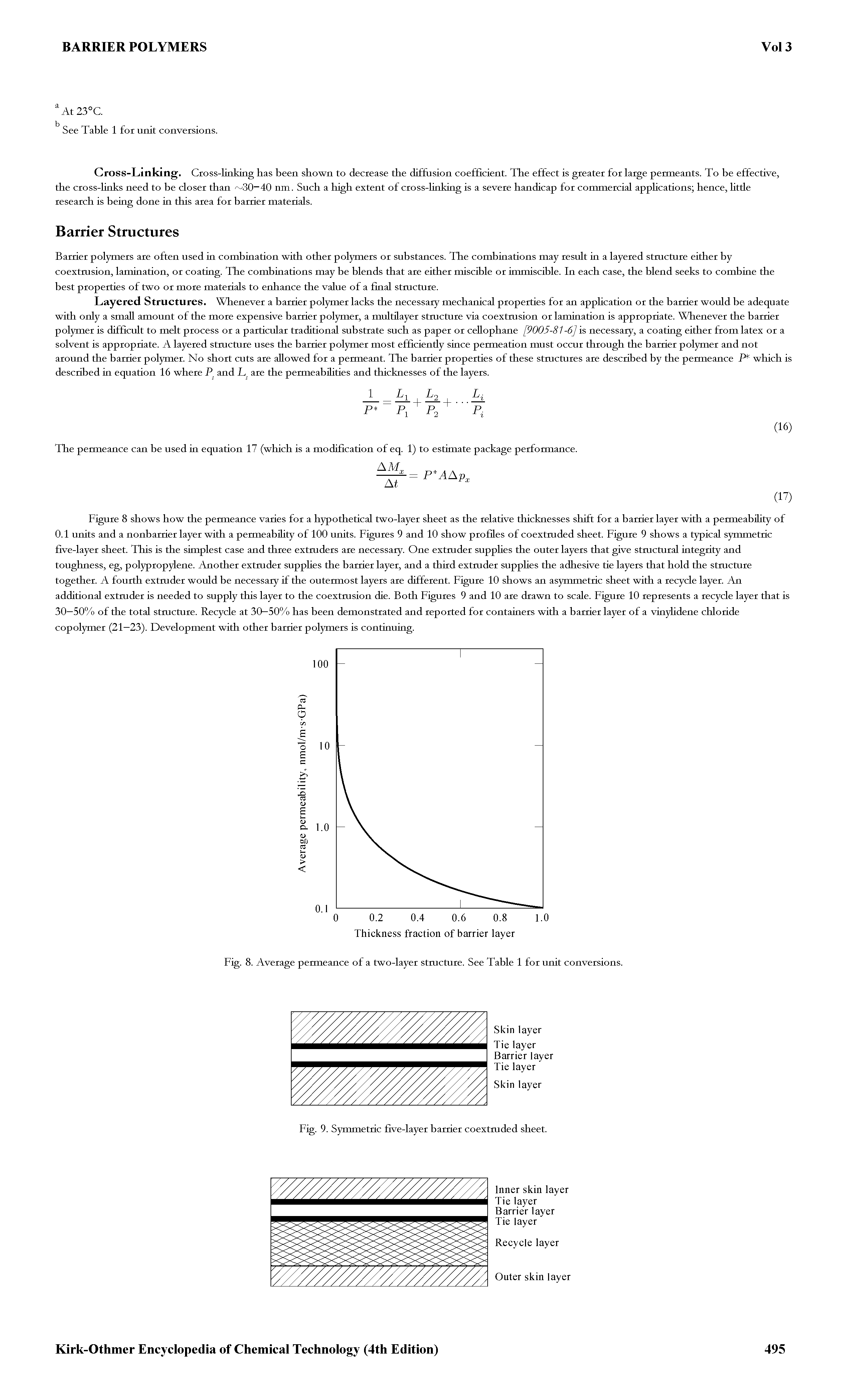 Fig. 9. Symmetric five-layer barrier coextmded sheet.