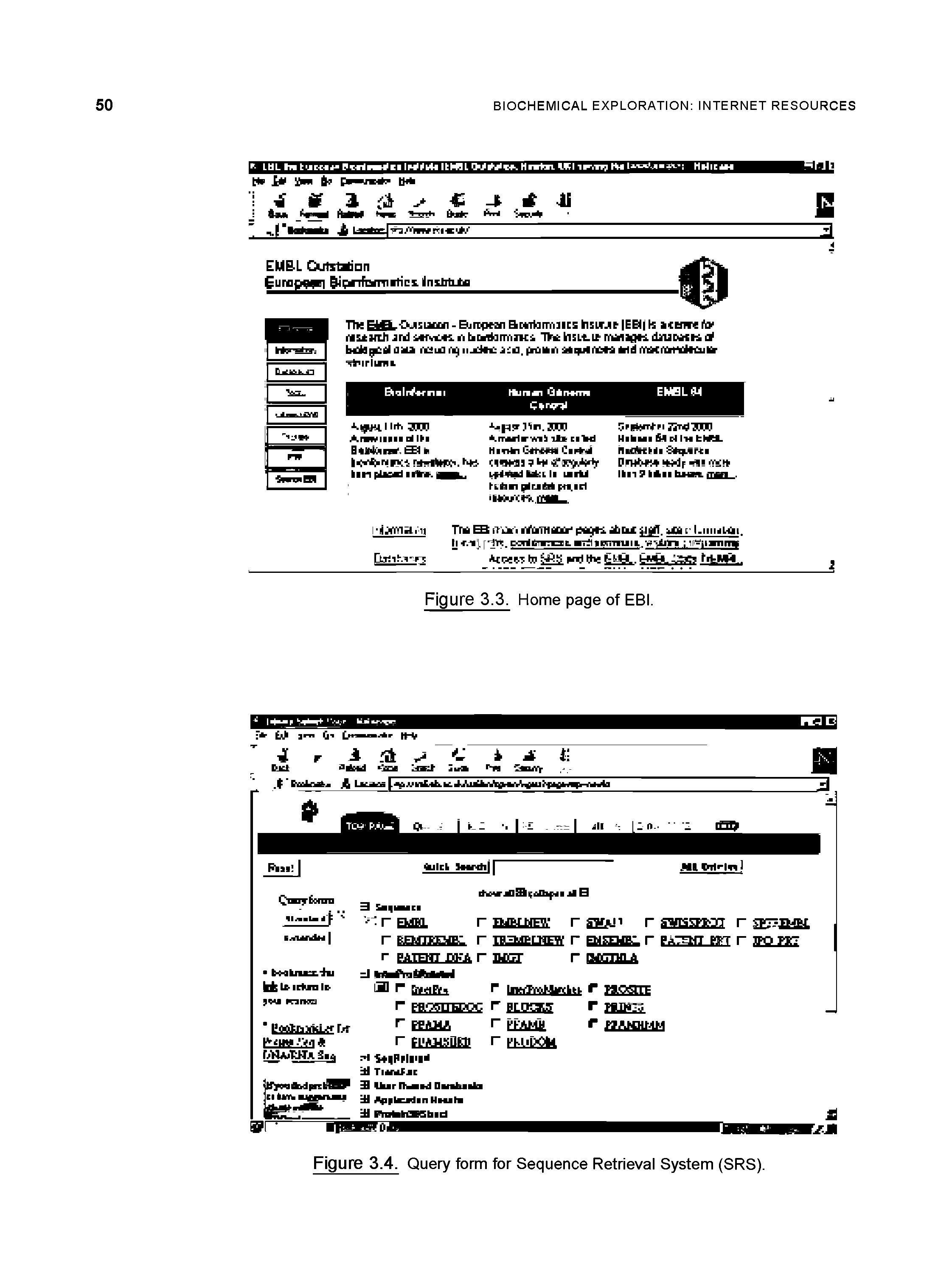 Figure 3.4. Query form for Sequence Retrieval System (SRS).