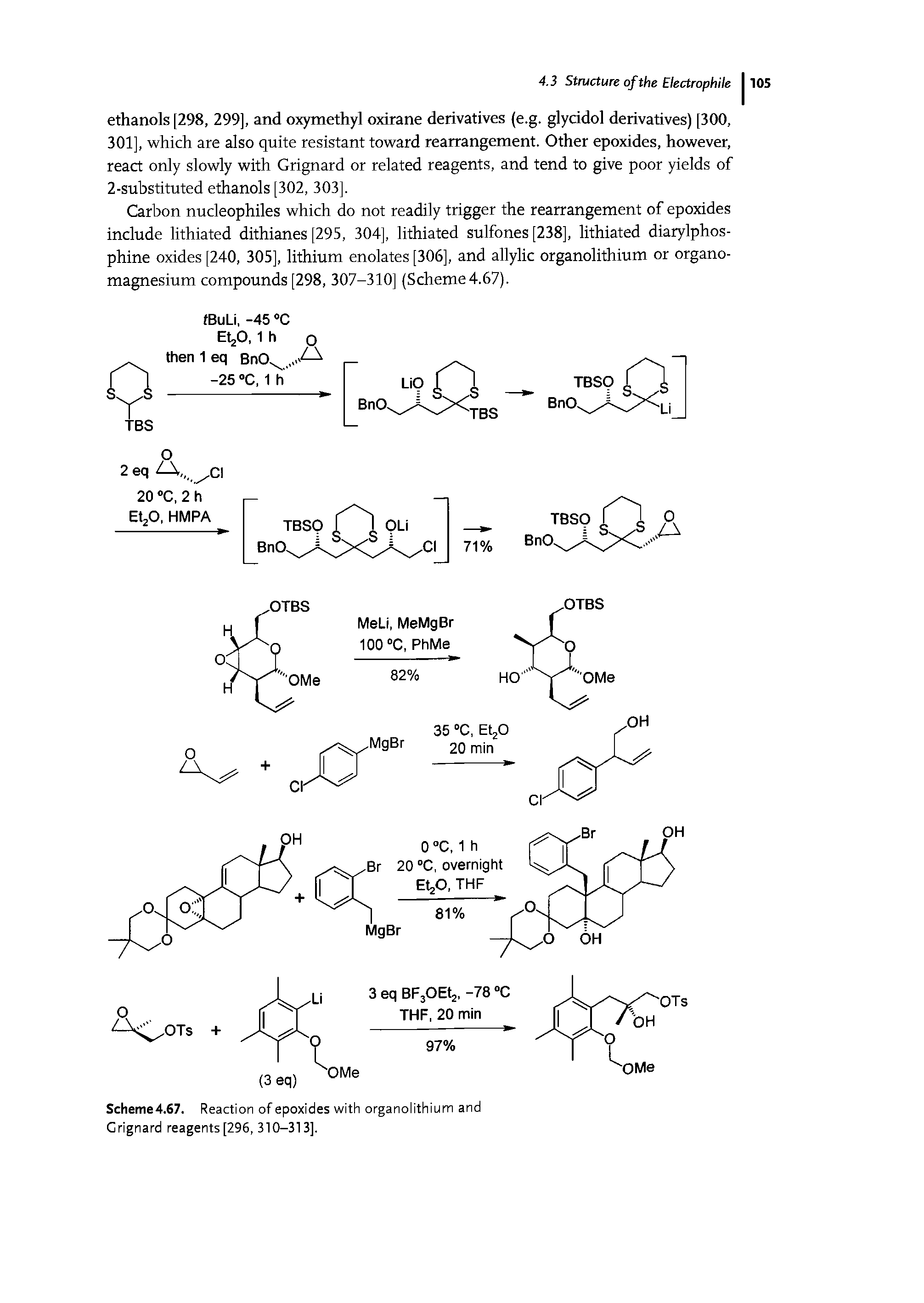 Scheme 4.67. Reaction of epoxides with organolithium and Grignard reagents[296, 310-313].