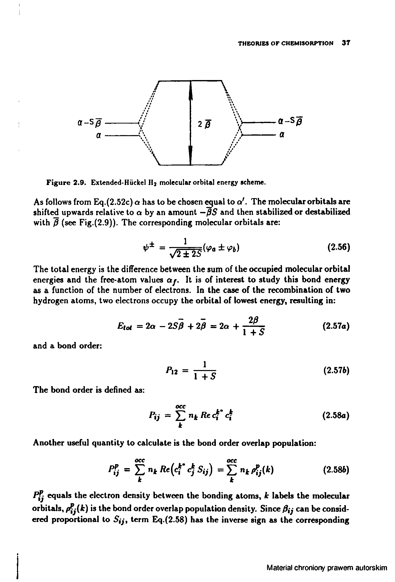 Figure 2.9. Extended-Huckel II molecular orbital energy scheme.