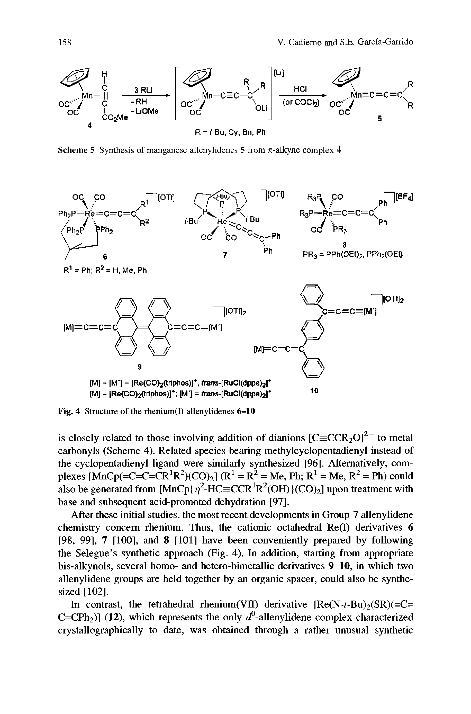 Scheme 5 Synthesis of manganese allenylidenes 5 from 7i-alkyne complex 4...