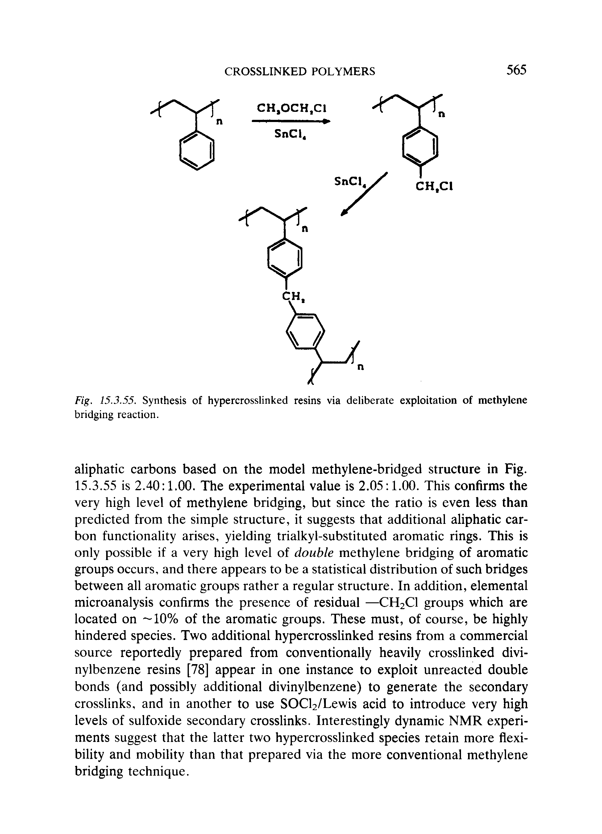 Fig. 15.3.55. Synthesis of hypercrosslinked resins via deliberate exploitation of methylene bridging reaction.