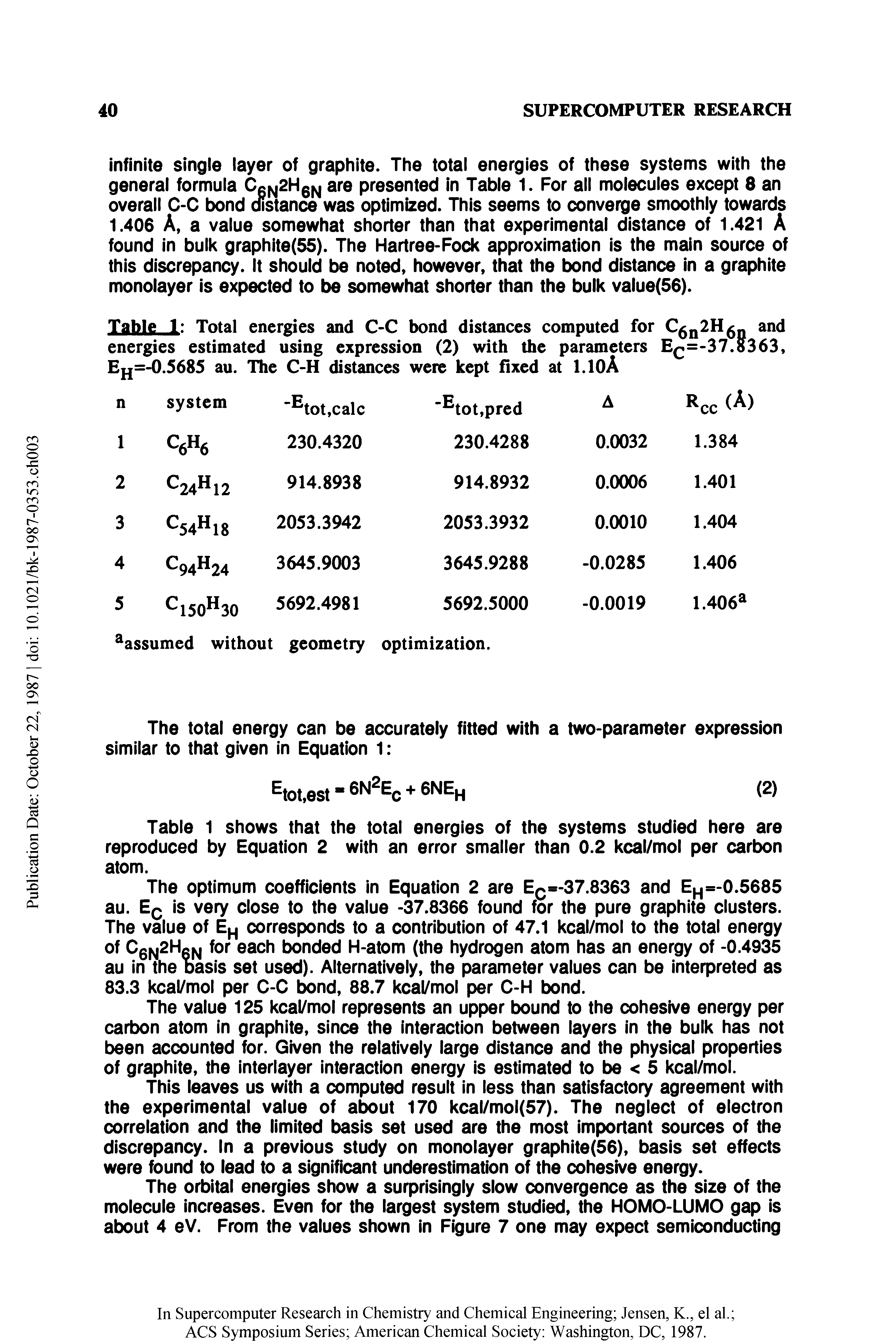 Table 1 Total energies and C-C bond distances computed for Cgjj2Hg- and energies estimated using expression (2) with the parameters =-37.8363,...