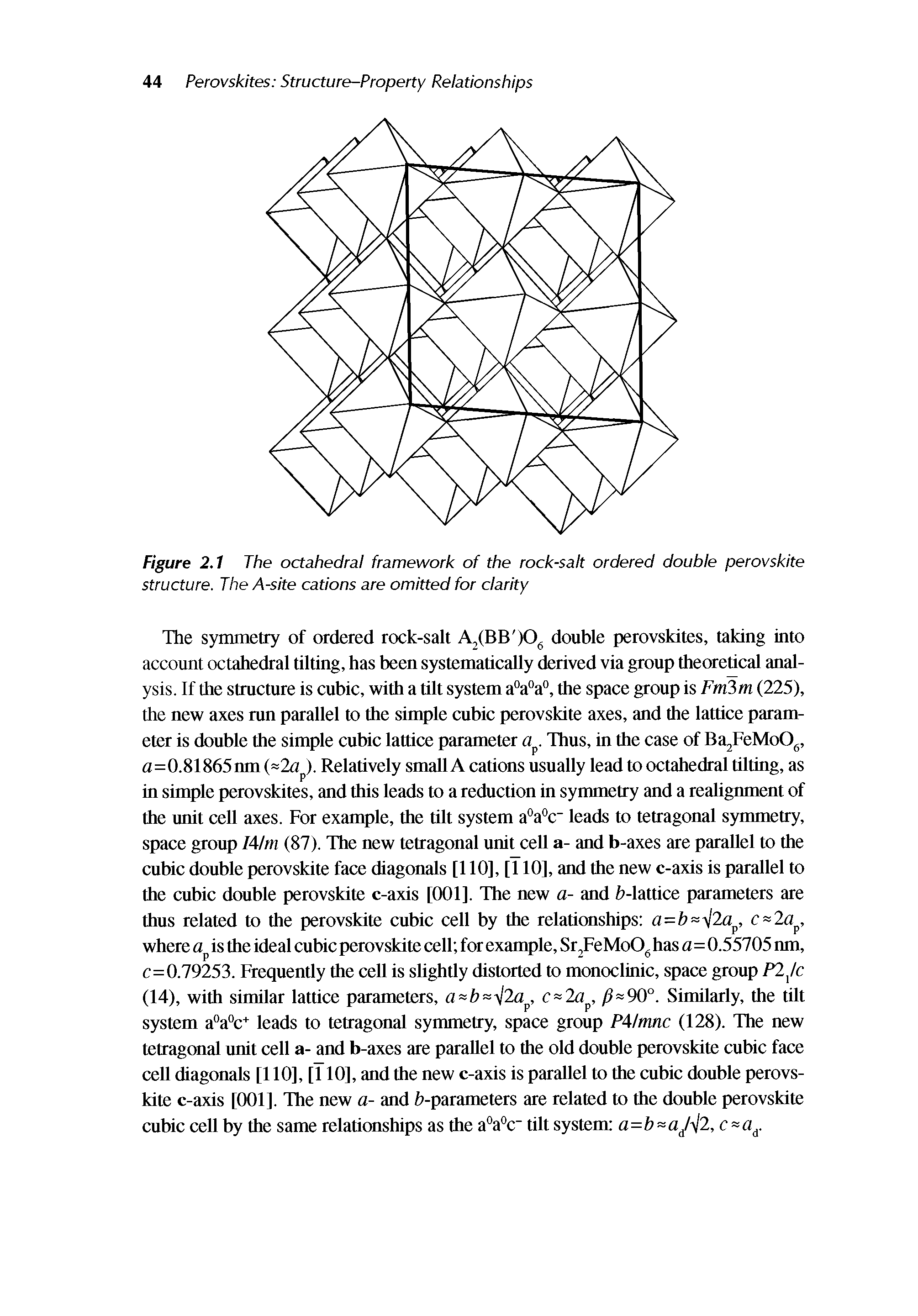 Figure 2.1 The octahedral framework of the rock-salt ordered double perovskite structure. The A-site cations are omitted for clarity...