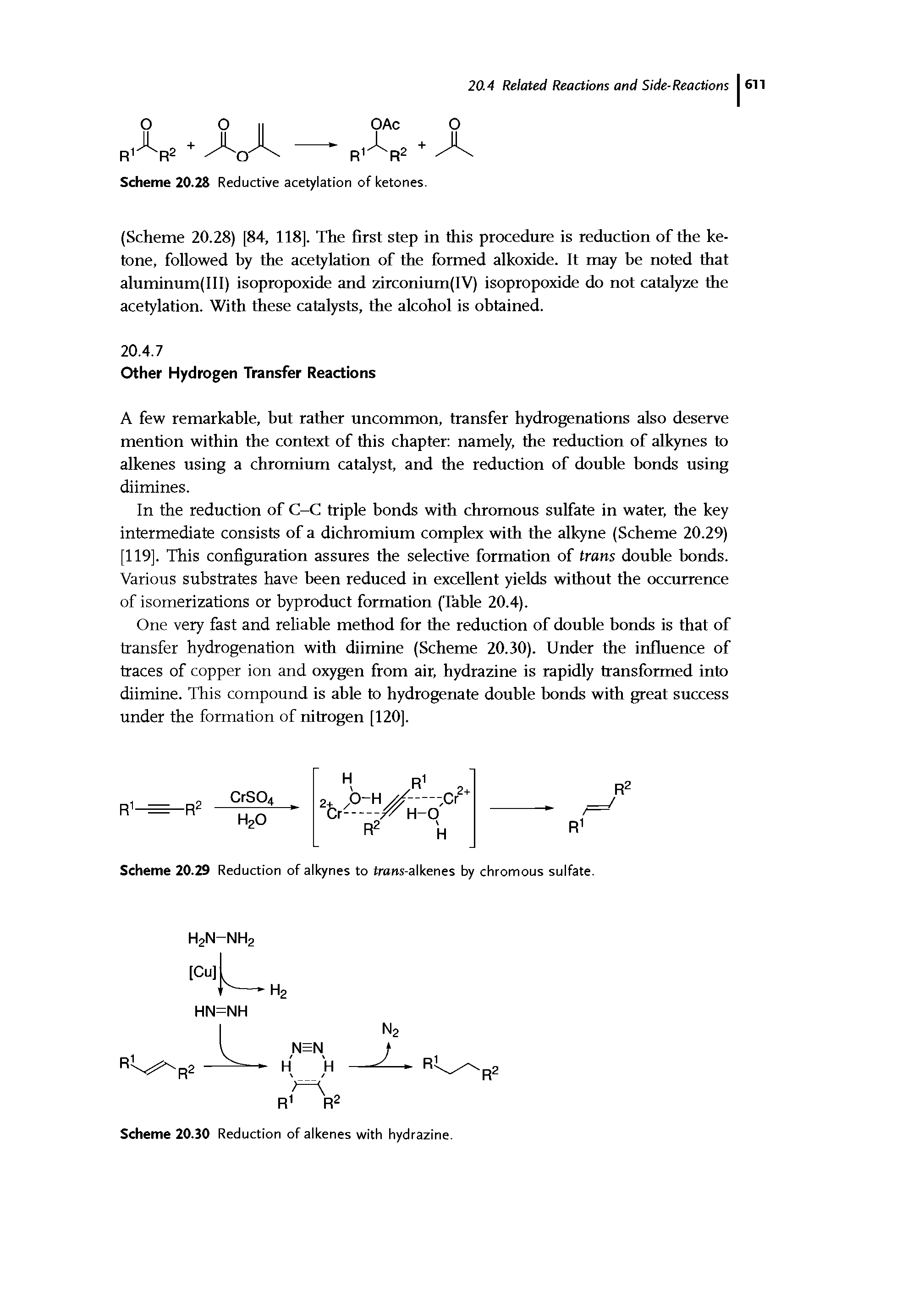 Scheme 20.29 Reduction of alkynes to trans-alkenes by chromous sulfate.